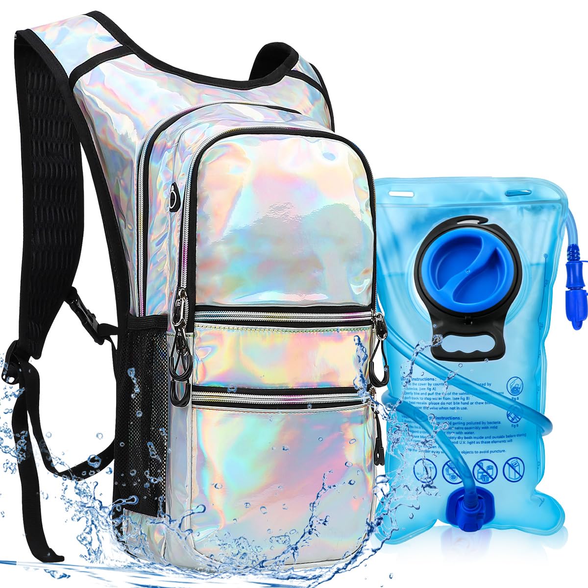 Paquete de hidratación, mochila de agua con vejiga de hidratación de 3 litros, aislamiento ligero, esencial para festivales, mochila de hidratación rave, mochila Hydropack para rave,