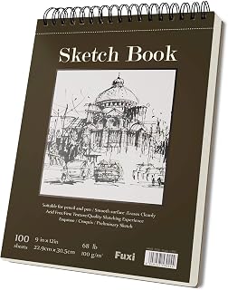 Fuxi 9x12 Spiral Sketchbook: 100 Sheets 68lb/100gsm Acid-Free Paper, Top Bound Drawing Pad for Artists, Kids & Beginners