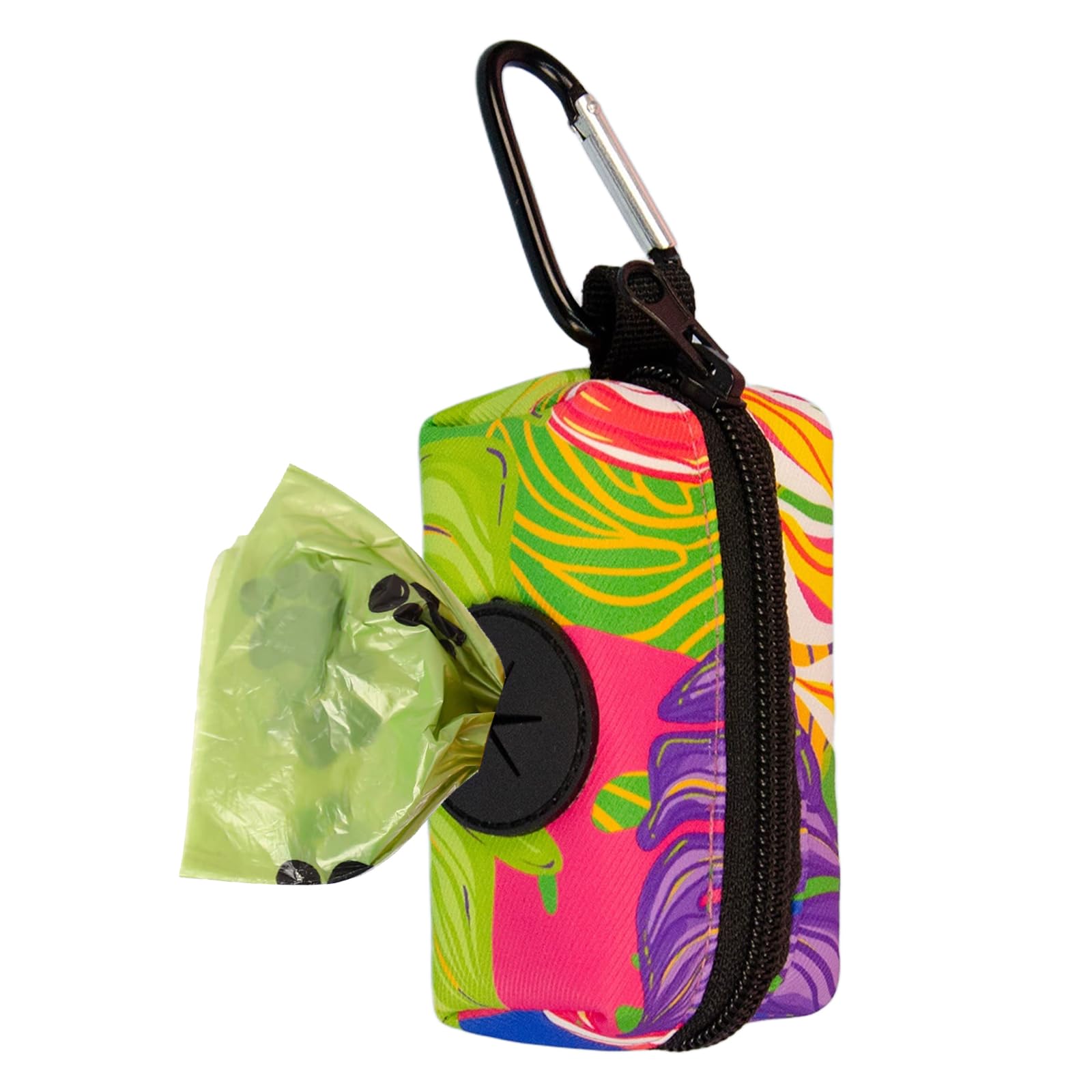 ICEMOOD Dog Poo Bag Holder With Easy Dispensing Hole, Leash Attachment and Creative Fashion Print