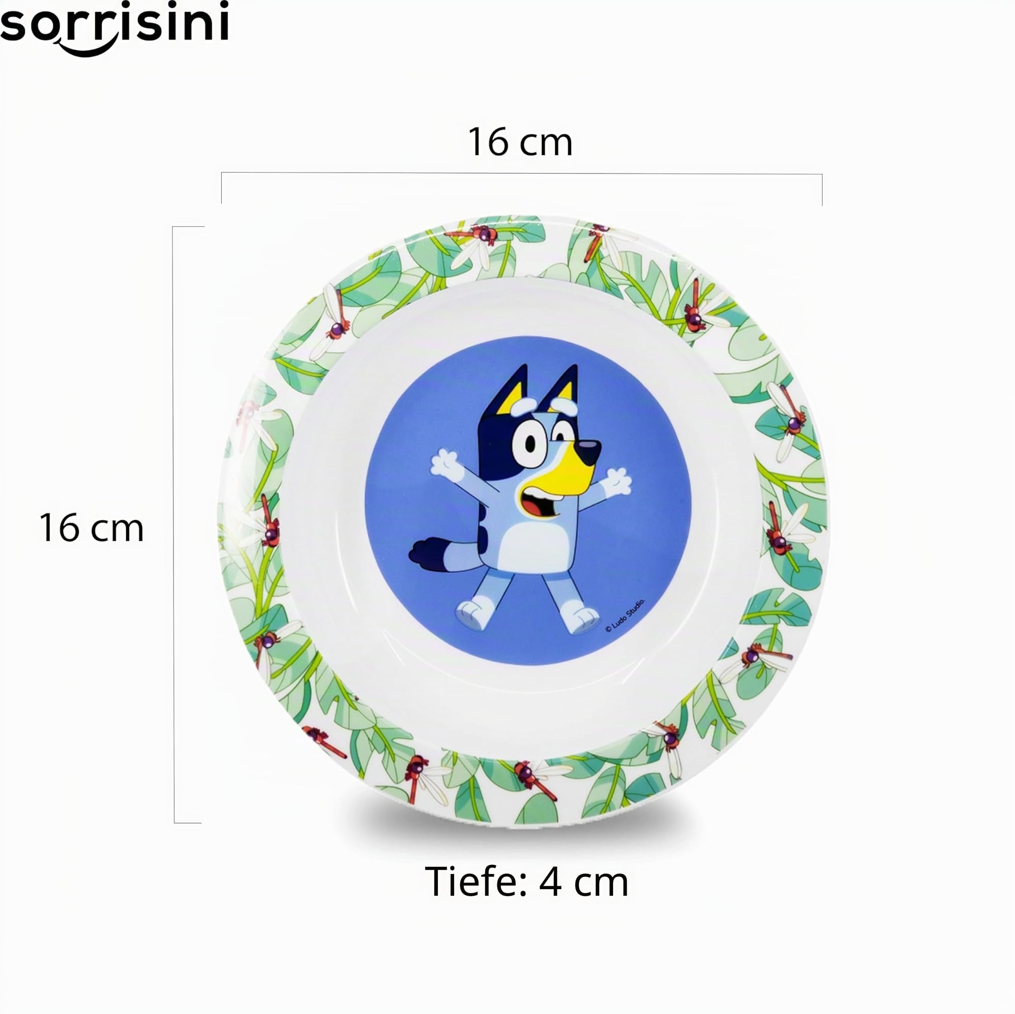 Wiederverwendbares Kindergeschirr-Set für Kindergarten, Kinderteller, Schüssel, Becher 260, Set zur Entwöhnung Erste Mahlzeit aus Hartplastik, Bluey