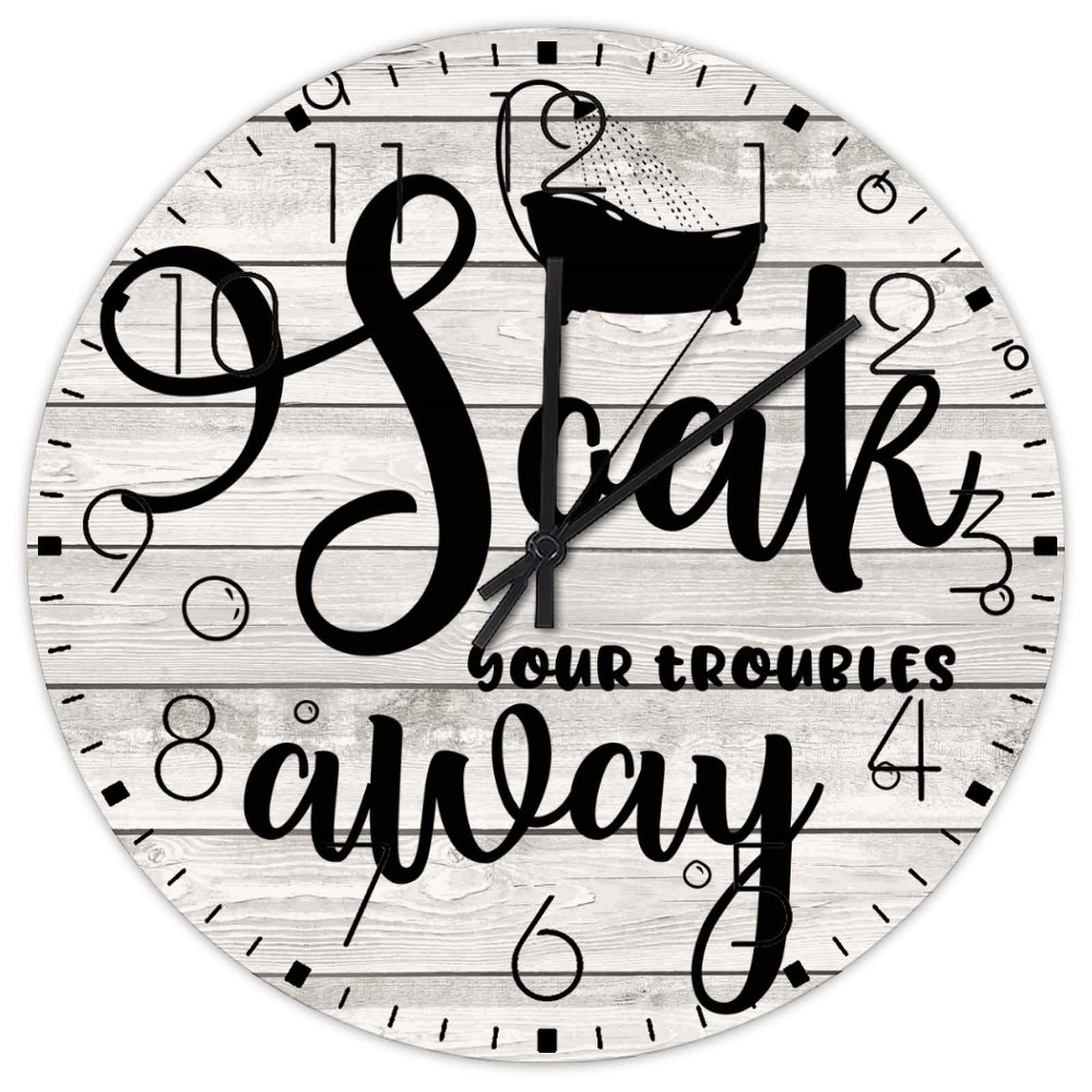 Horloge murale en bois Soak Your Troubles Away decoration zen de jardin et maison