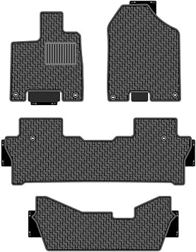 Fits 2016-2022 Honda Pilot Floor Mats Front & 2nd and 3rd Row Seat Liner Set Custom Fit All-Weather Full Set Liners 2017 2018 2019 2020 2021 All Models