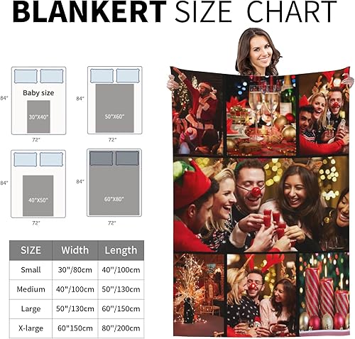 Miniatura 5 de Manta personalizada con fotos, texto, manta personalizada de franela para regalos de cumpleaños de adultos y niños, bodas, Navidad, Halloween, Día