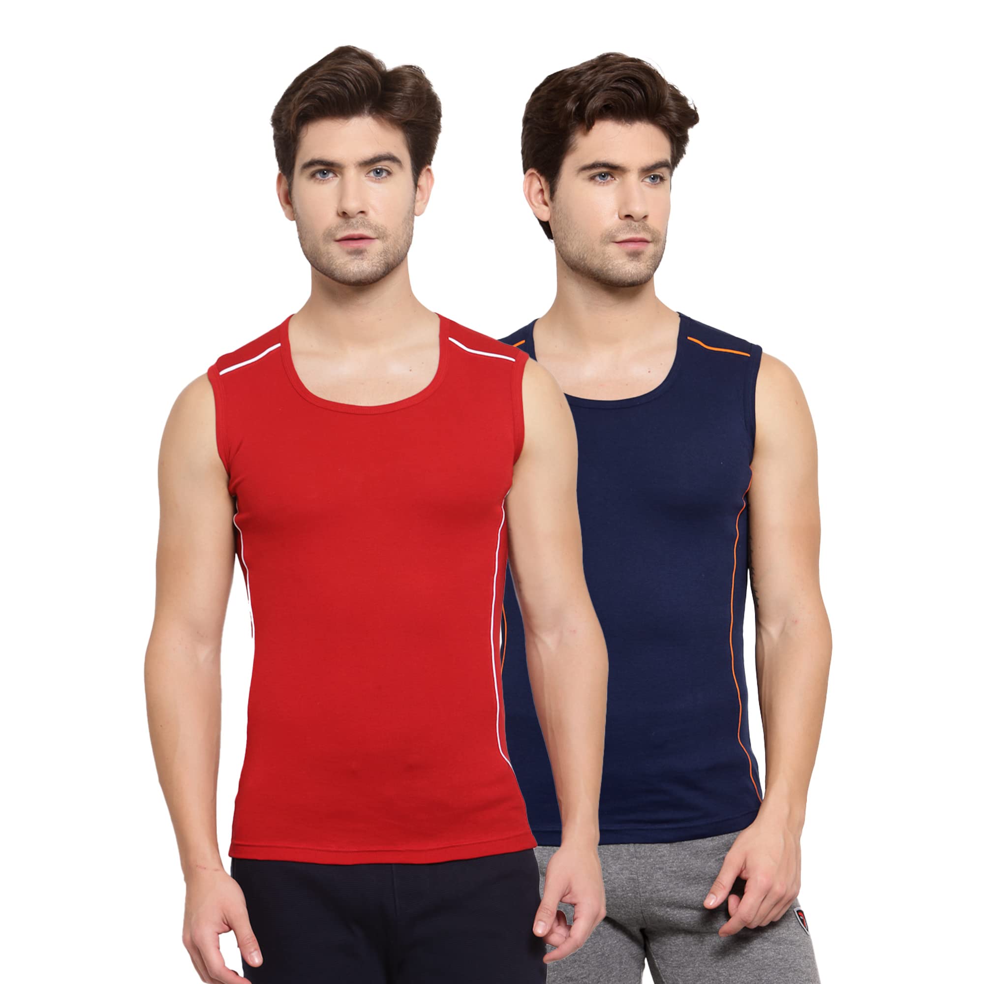 Men's Round Neck Solid Vest, Premium Super Soft Cotton, Ultra Light (Combo Pack)