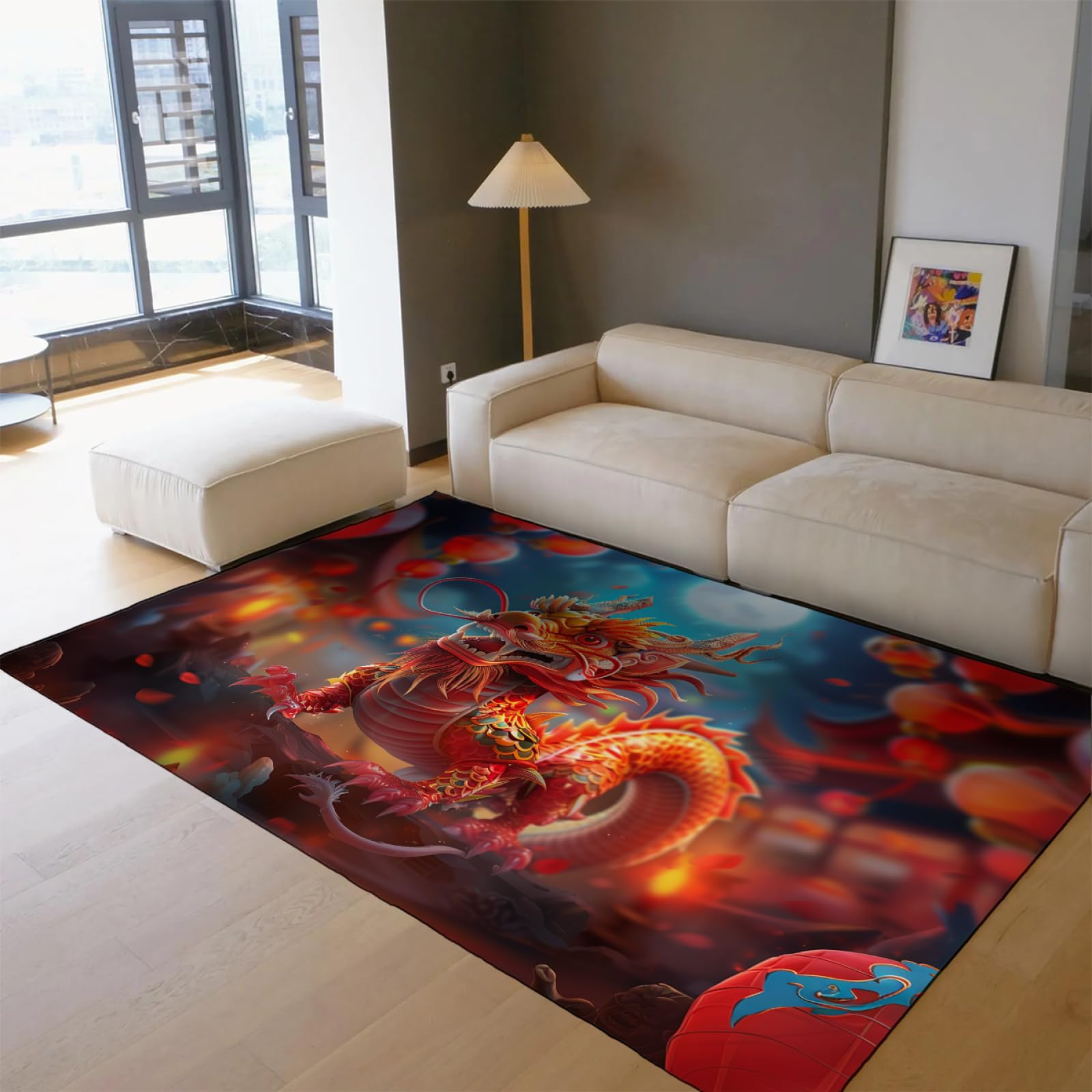Tapis doux à poils ras antidérapant lavable pour salon et chambre
