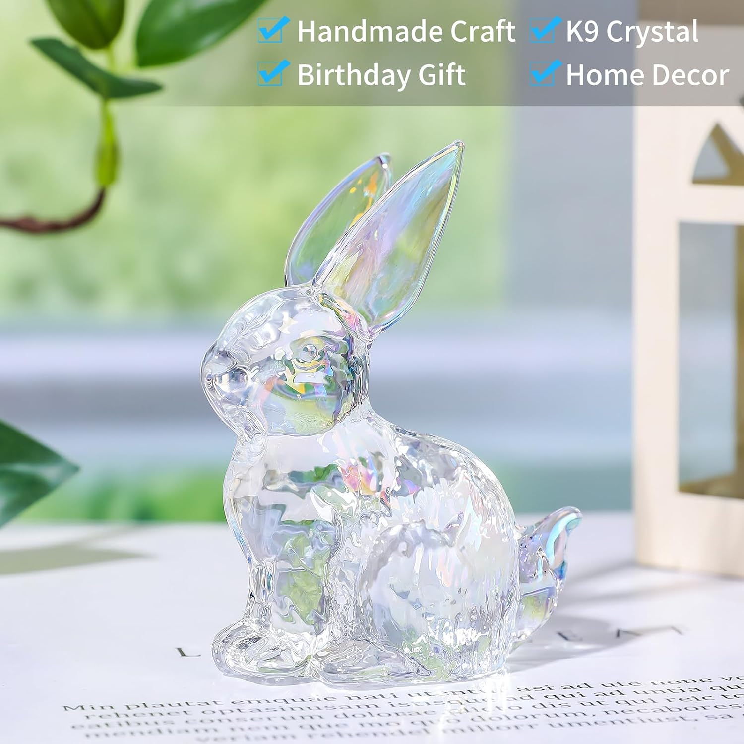 Crystal Rabbit Bunny Figurine Collectibles Spring Easter Bunny Zodiac Decorations Glass Art Animal Paperweight Easter Home Decor Creative Gift image 2
