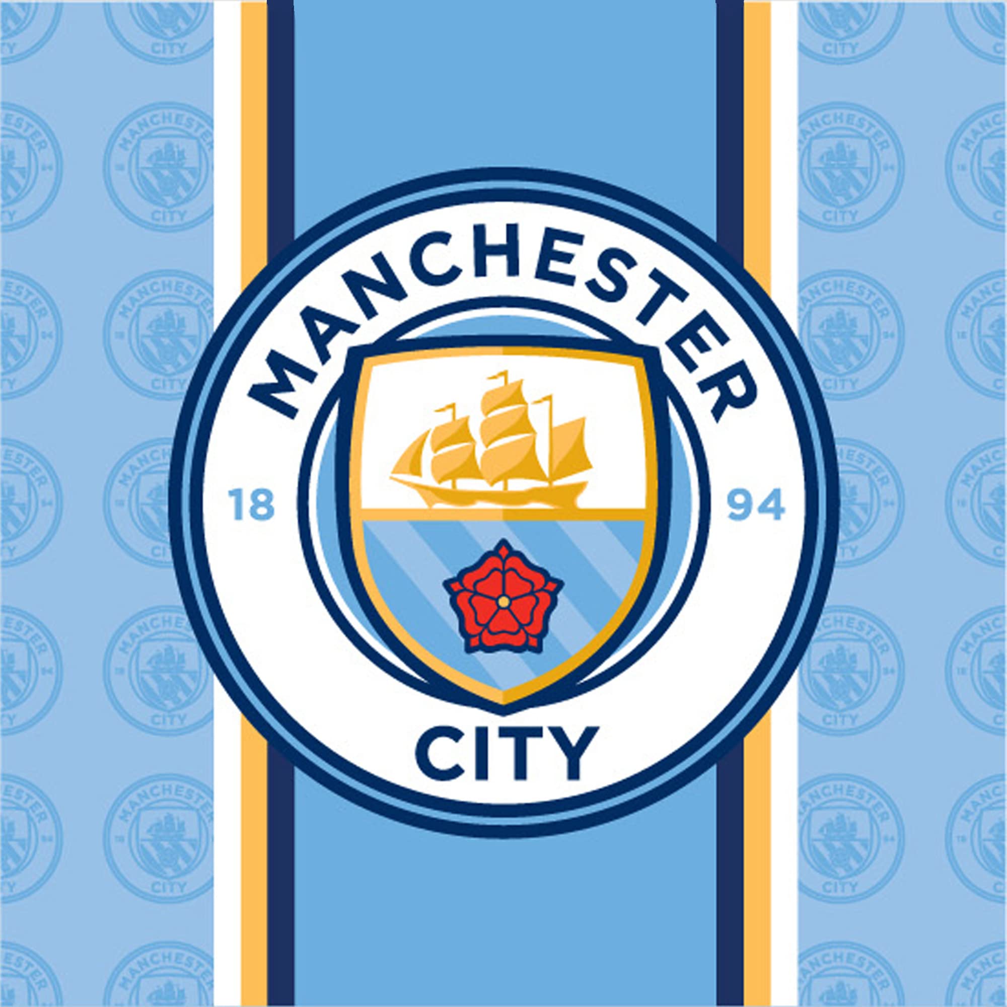 Manchester City Poncho de bain à capuche pour enfant avec logo - Bleu - 60 x 120 cm - 100 % coton - Qualité velours - Peignoir de bain - Paréo - Serviette de bain - Serviette de bain - Serviette de