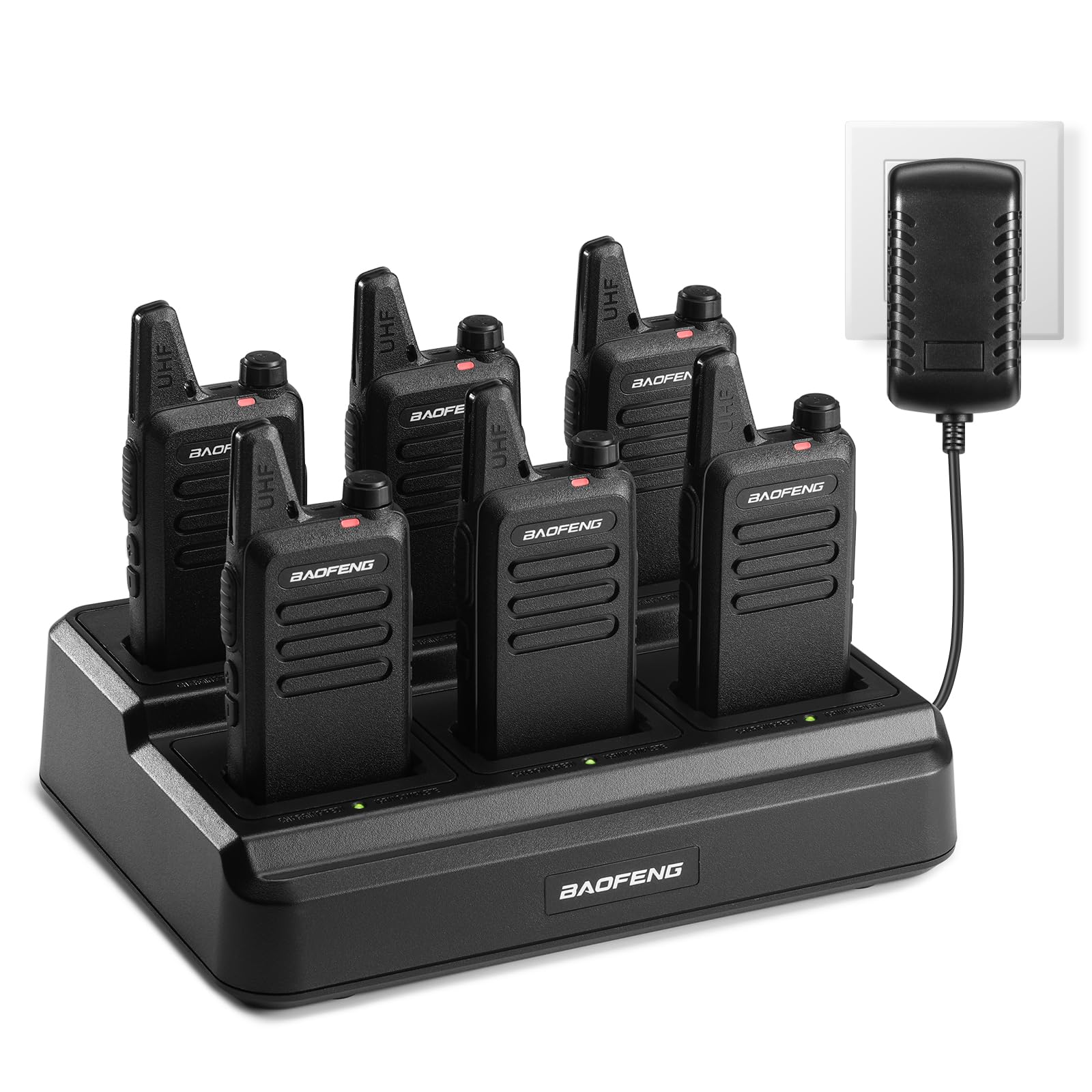 Baofeng T22 Walkie Talkie PMR446, 16CH Radiotelefon dwukierunkowy, akumulatorowy baterią 1500 mAh, przenośny radiotelefon z Ładowarka 6-drożna, do hoteli i restauracji (6 sztuki & Ładowarka 6-drożna)