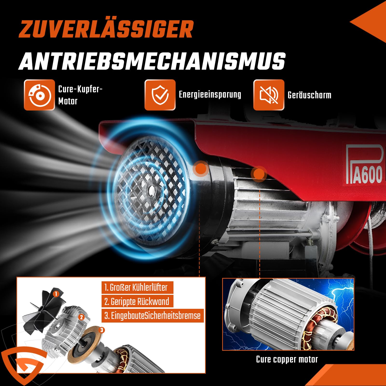Elektrische Seilwinde 300kg bis 600kg Hubhöhe 12m Seilzug Motorwinde Flaschenzug 10m/min Hubgeschwindigkeit Dual-Modus(Einfach- und Doppelseile）Hebezug mit kabelloser Fernbedienung Seilhebezug Ketten