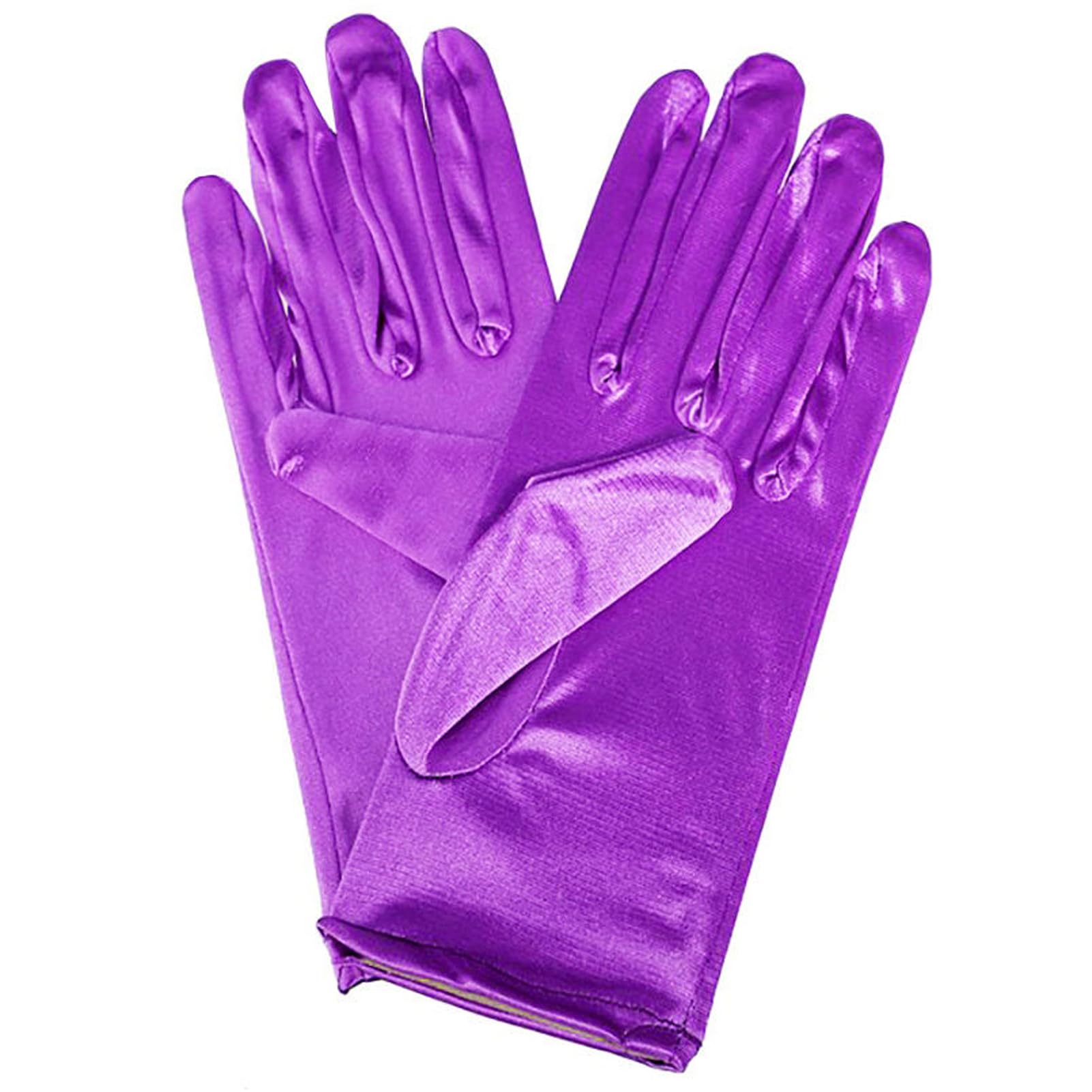 Lansonee Women's Purple 1 Pair Short Satin Gloves Gown Gloves Vintage Opera Wedding Banquet Dress Glove For Party Dance