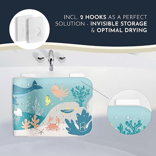 Miniatura 3 de Homerella Tapete de baño para bebé, antimoho, resistente al moho, antideslizante, para niños y adultos, 40 x 16 pulgadas de largo con ventosas para