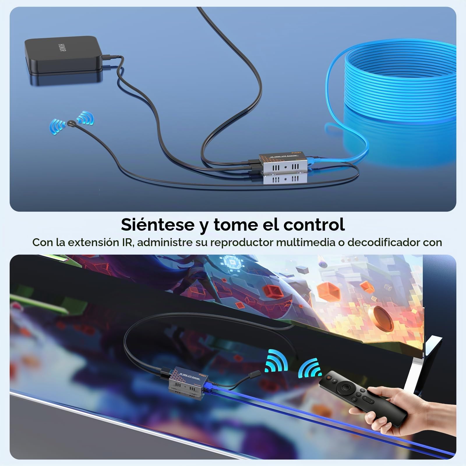 Extensor HDMI 40m 4K@30Hz con Loop Out e IR, Extensión HDMI por Cable Cat6, Plug & Play, Compatible con PC TV Monitor Proyector PS4 PS5 Xbox (4K@30HZ)