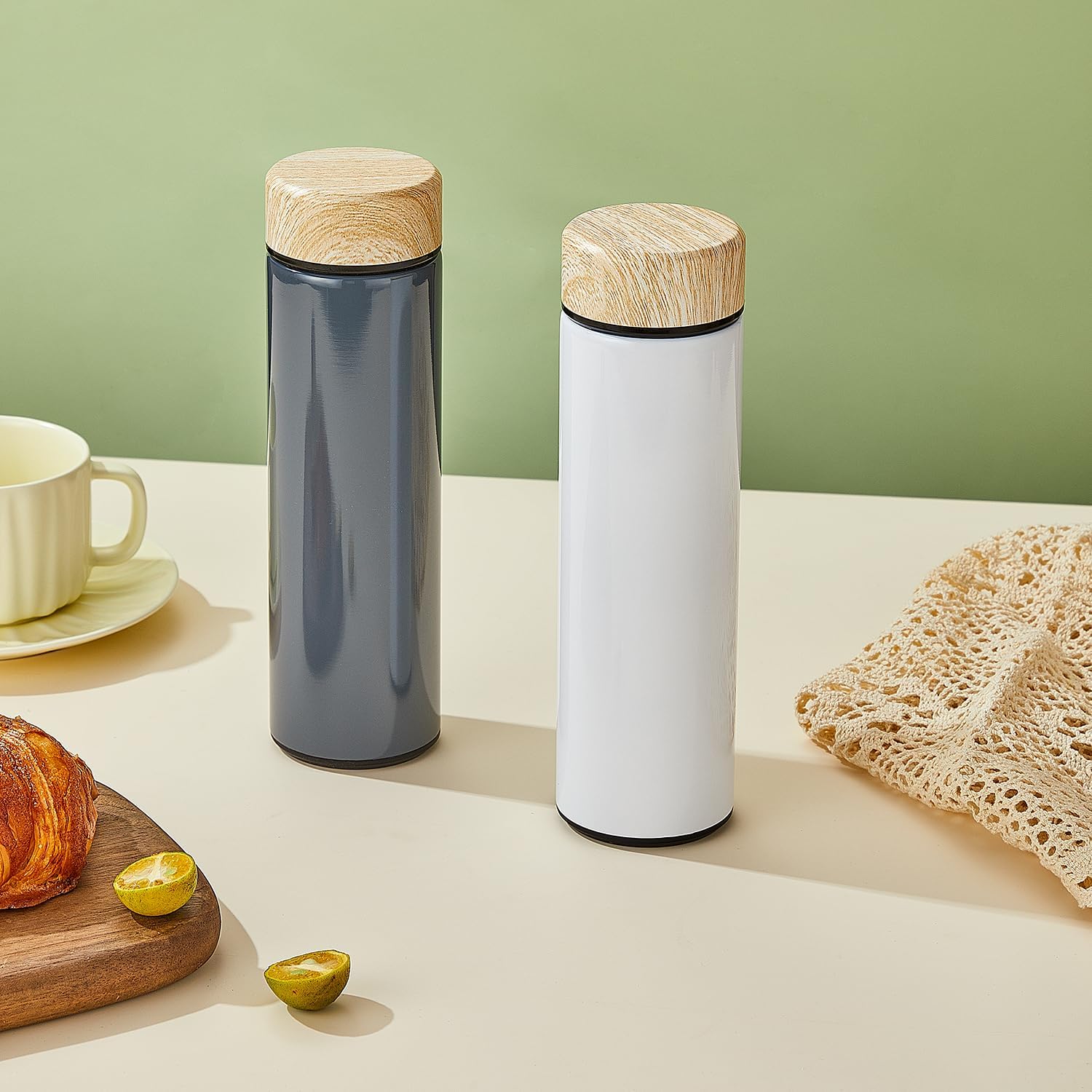 15oz Water Bottle Stainless Steel Thermos Flask - Insulated Vacuum, Leak Proof, Keeps Drinks Hot/Cold - Ideal for Coffee, Tea, Water - Grey - Image 5