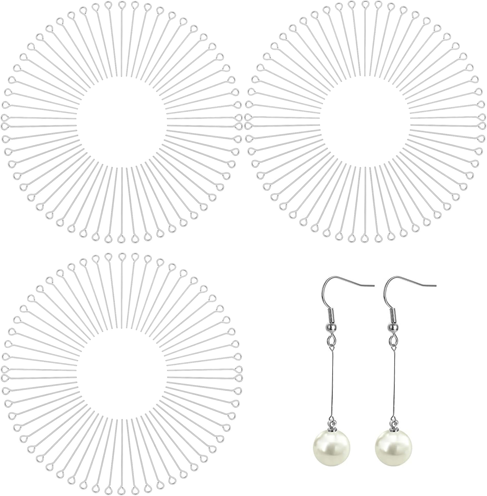 300 PCS 40mm (1.6 inch) Jewellery Findings Stainless Steel Flexible Yet Sturdy T Pins for