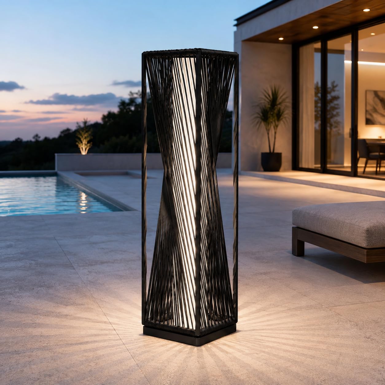 Solar Yard Outdoor Solar Floor Lamp Resin Wicker Solar Light Outdoor Waterproof for Yard, Garden, Pathway, Deck, Dazzle Dance