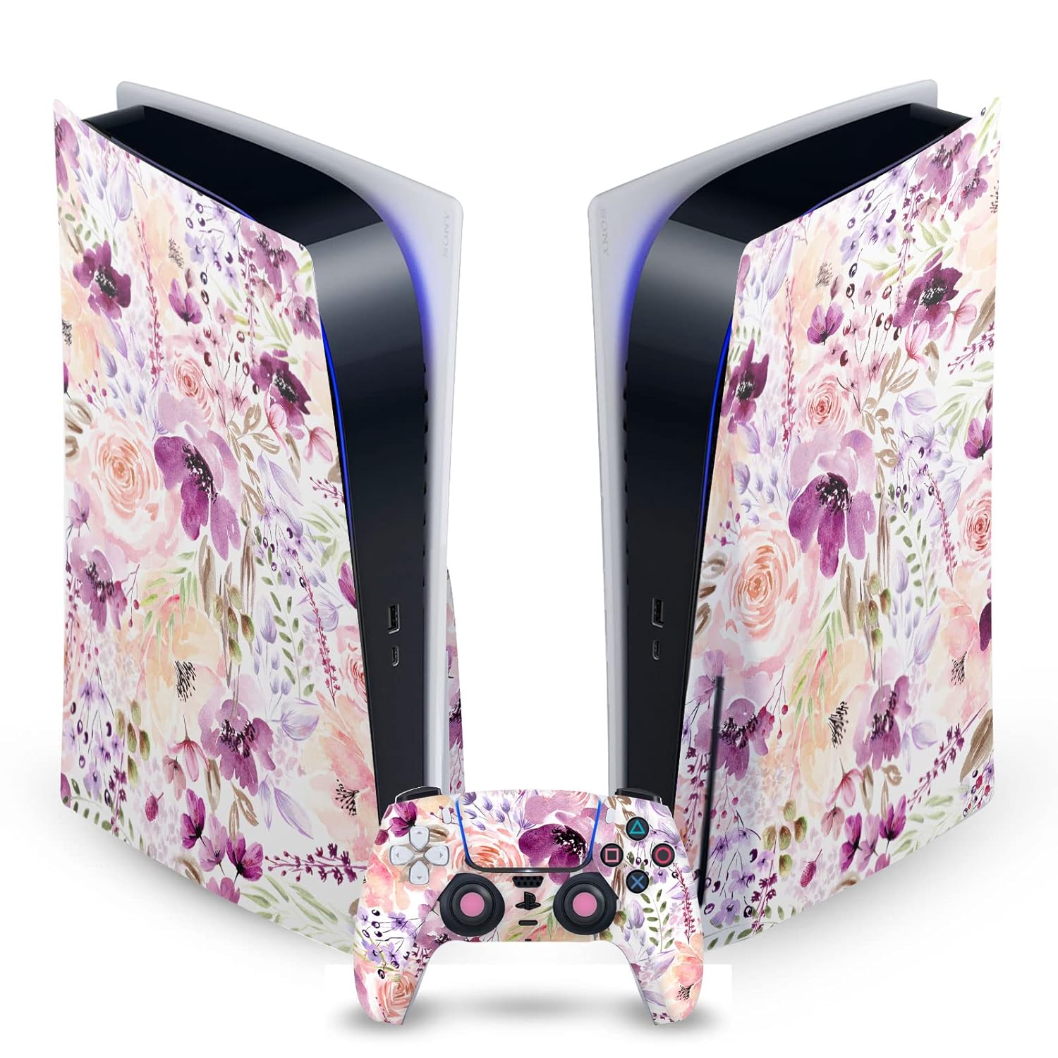 Head Case Designs Officially Licensed Anis Illustration Floral Chaos Art Mix Vinyl Faceplate Sticker Gaming Skin Case Cover Compatible with Sony Playstation 5 PS5 Disc Console & DualSense Controller