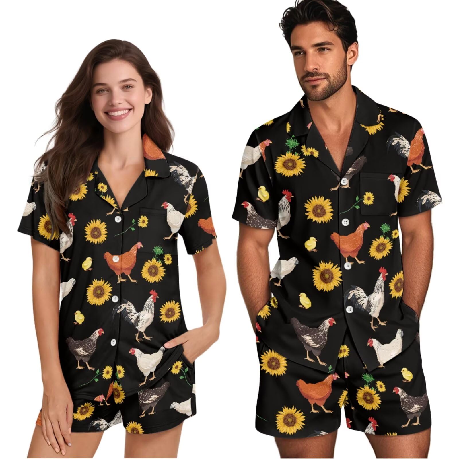 Pijamas a juego para parejas, pijamas de manga corta para él y para ella