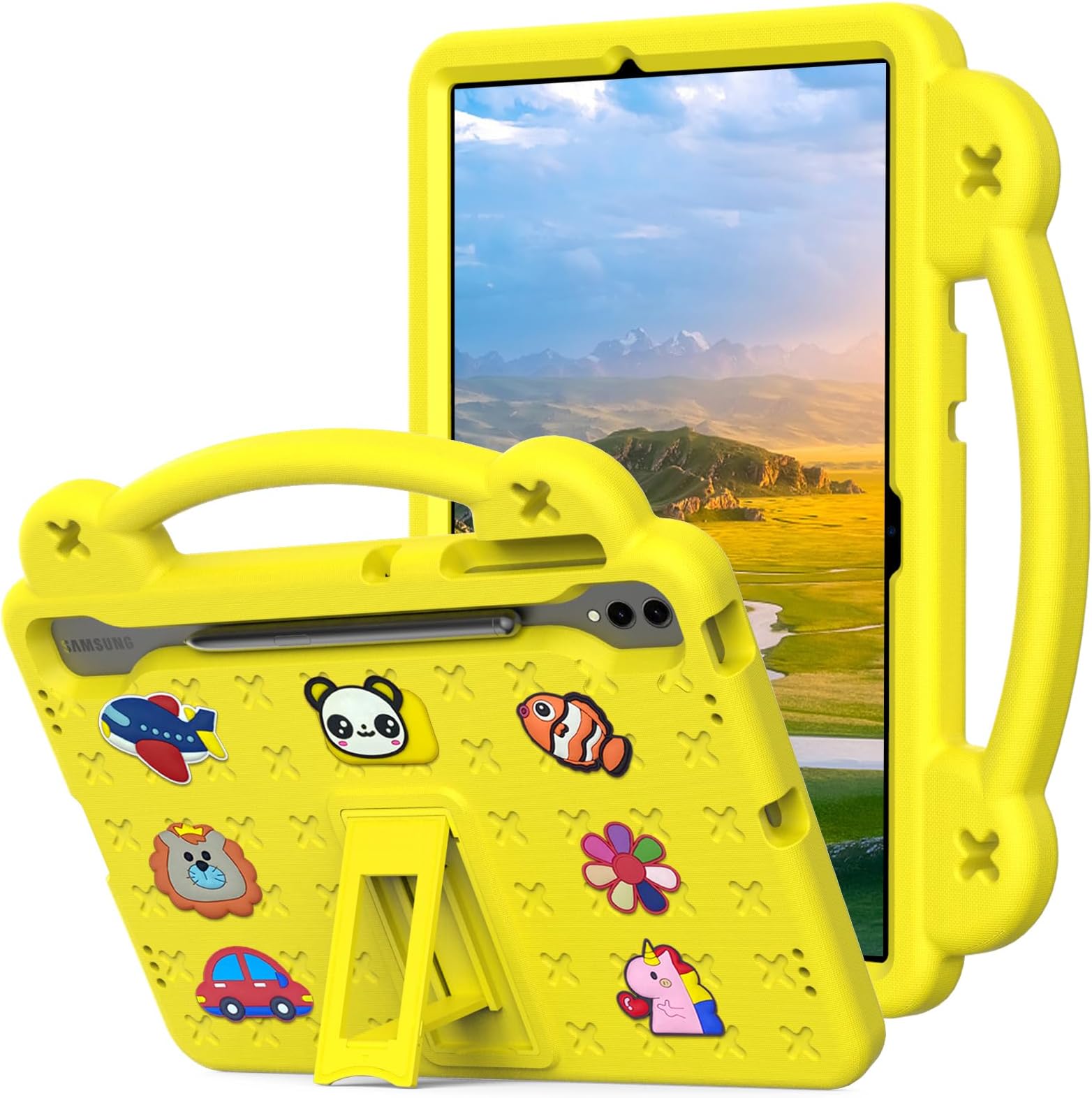 Handle Case for Samsung Galaxy Tab S7+ (12.4") SM-T970 | SM-T976B | SM-T975, Heavy Duty EVA Foam Shockproof Cover Kids Proof Case with Stand