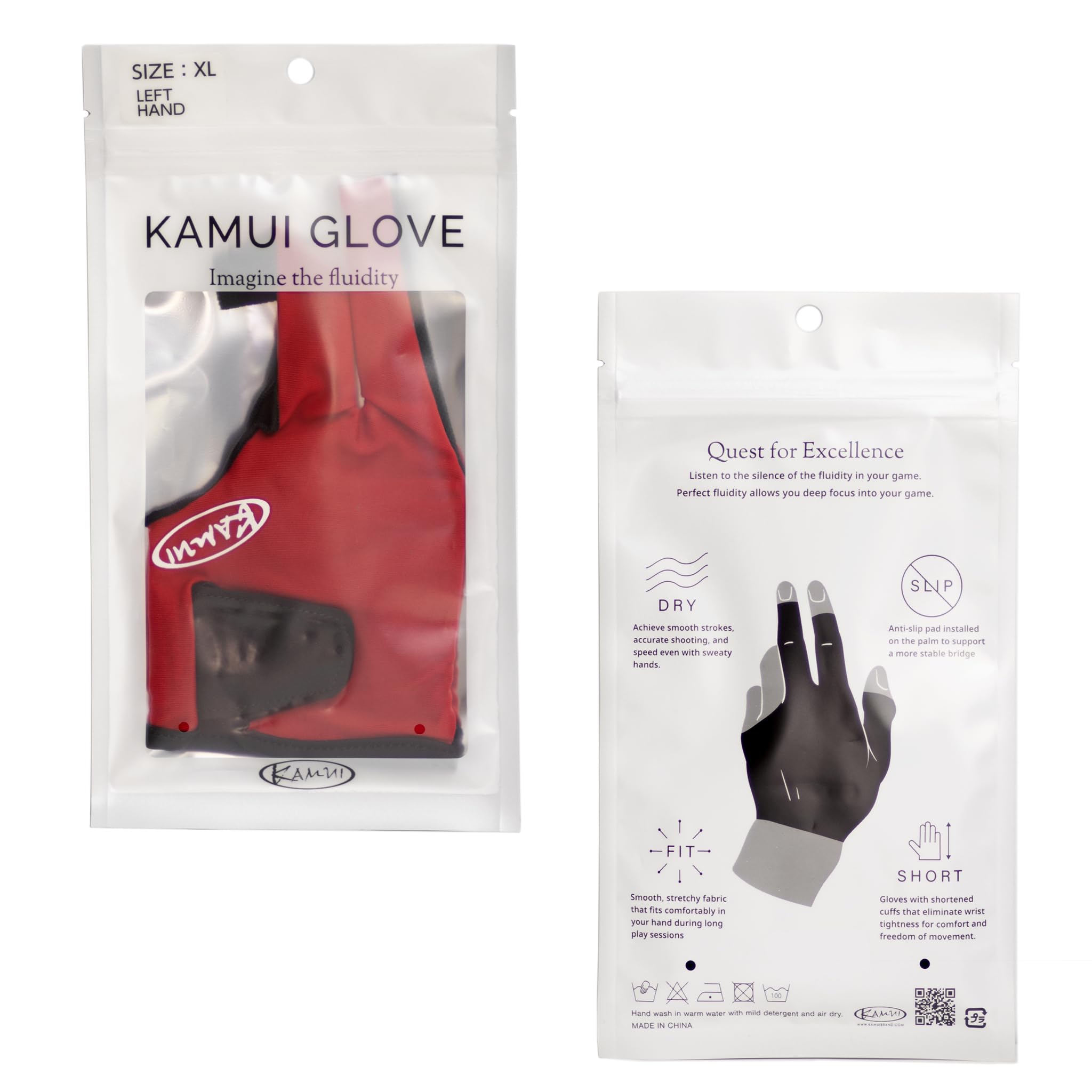 KAMUI Billardhandschuh QuickDry für linke Hand, Rot