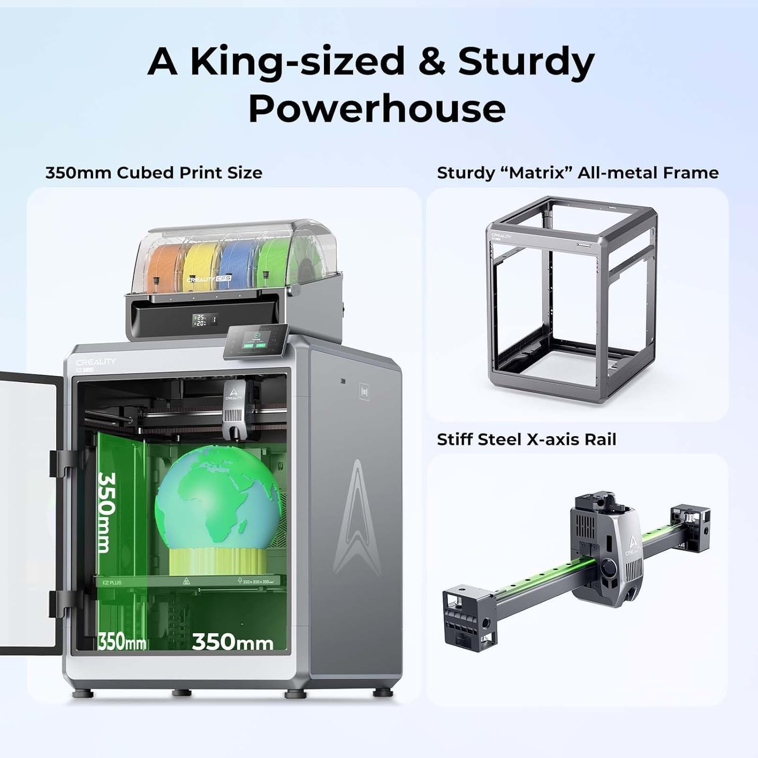 Creality K2 Plus Combo - Stampante 3D, stampa multicolore, 600 mm/s, stampa veloce, doppia fotocamera AI, livellamento auto, volume 350 ×