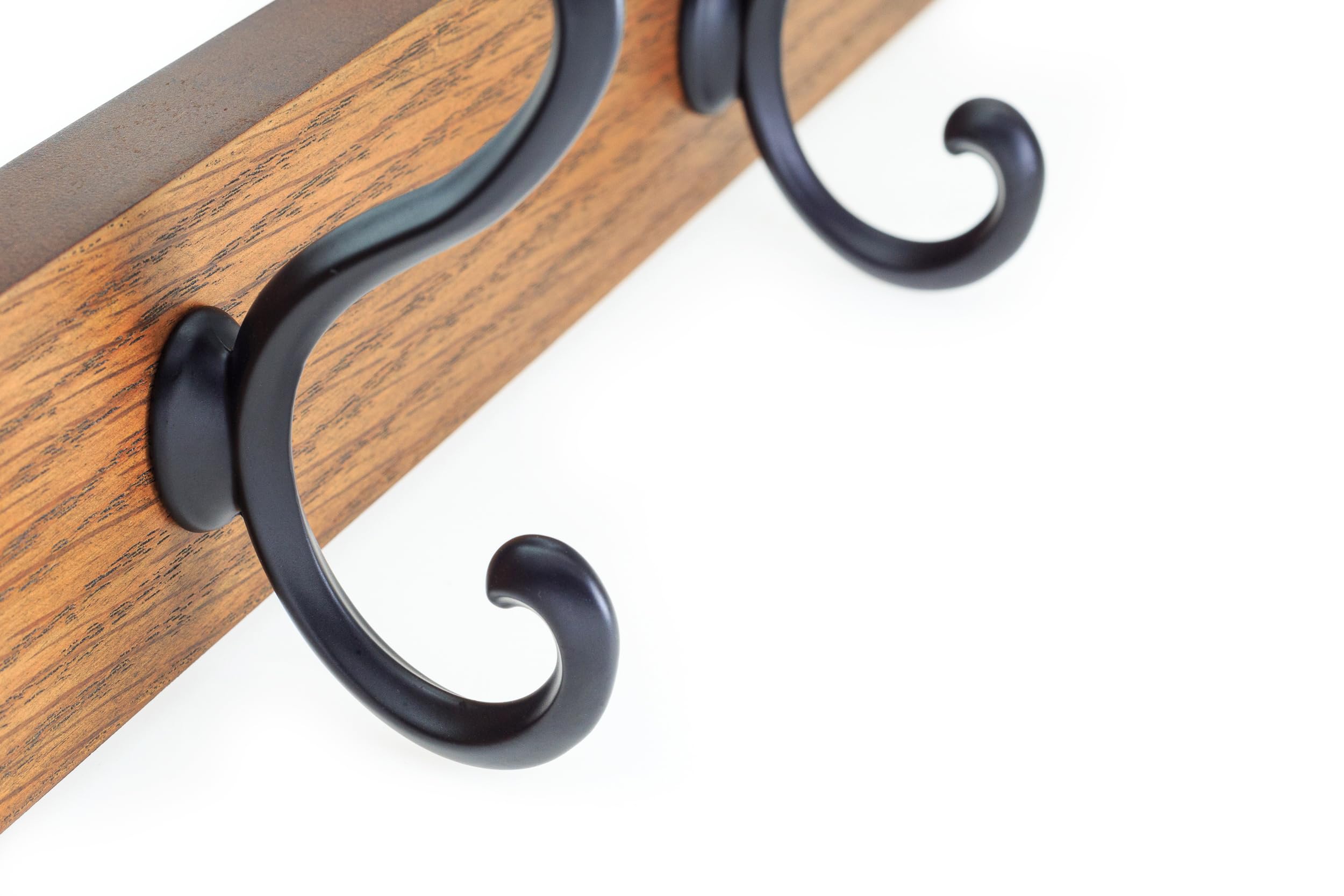 creathome Percha de madera de doble propósito con 4 ganchos de anillo, color clásico, toallero detrás o sobre la puerta para baño, perchero resistente montado en la pared, sin taladrar