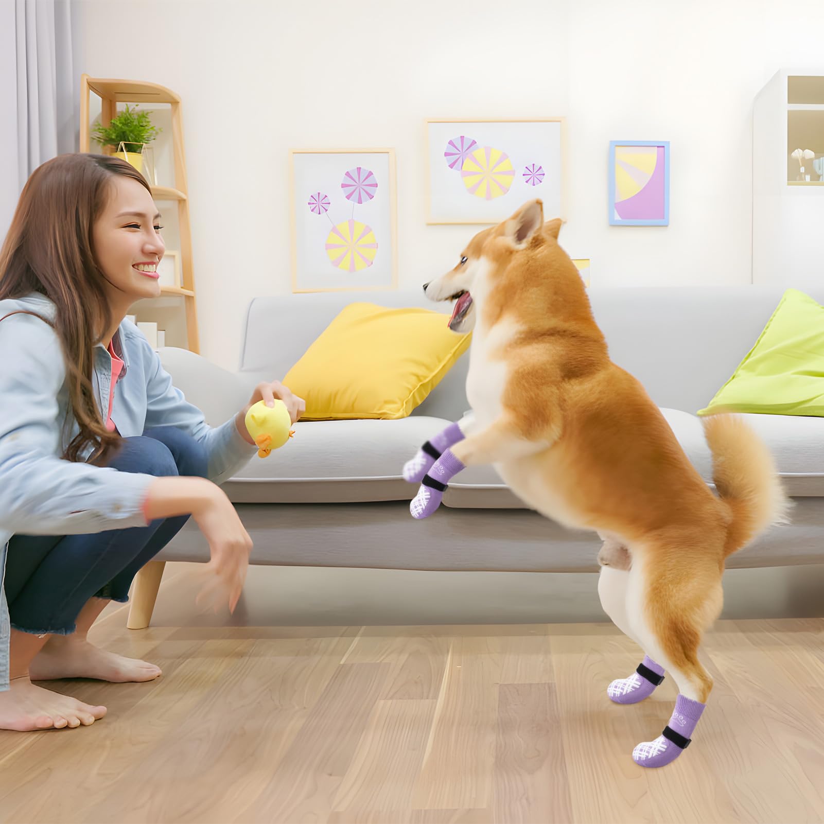 BEAUTYZOO 2 works Anti Slip Dog Socks to Prevent Licking Paws, Dog Shoes for Hot Pavement Small Medium Large Senior Dogs - Image 2