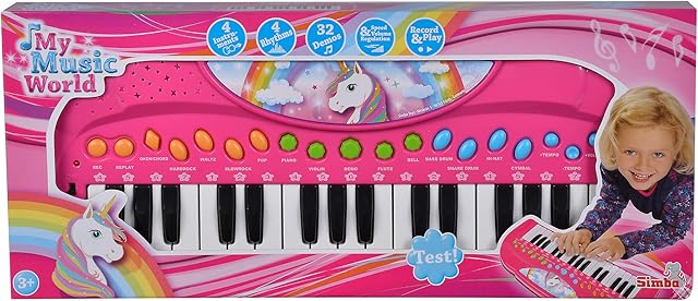 Simba 106832445 - My Music World Keyboard, 32 przyciski, różne tryby dźwięku, 4 rytmy, demos, 42 cm, od 3 lat