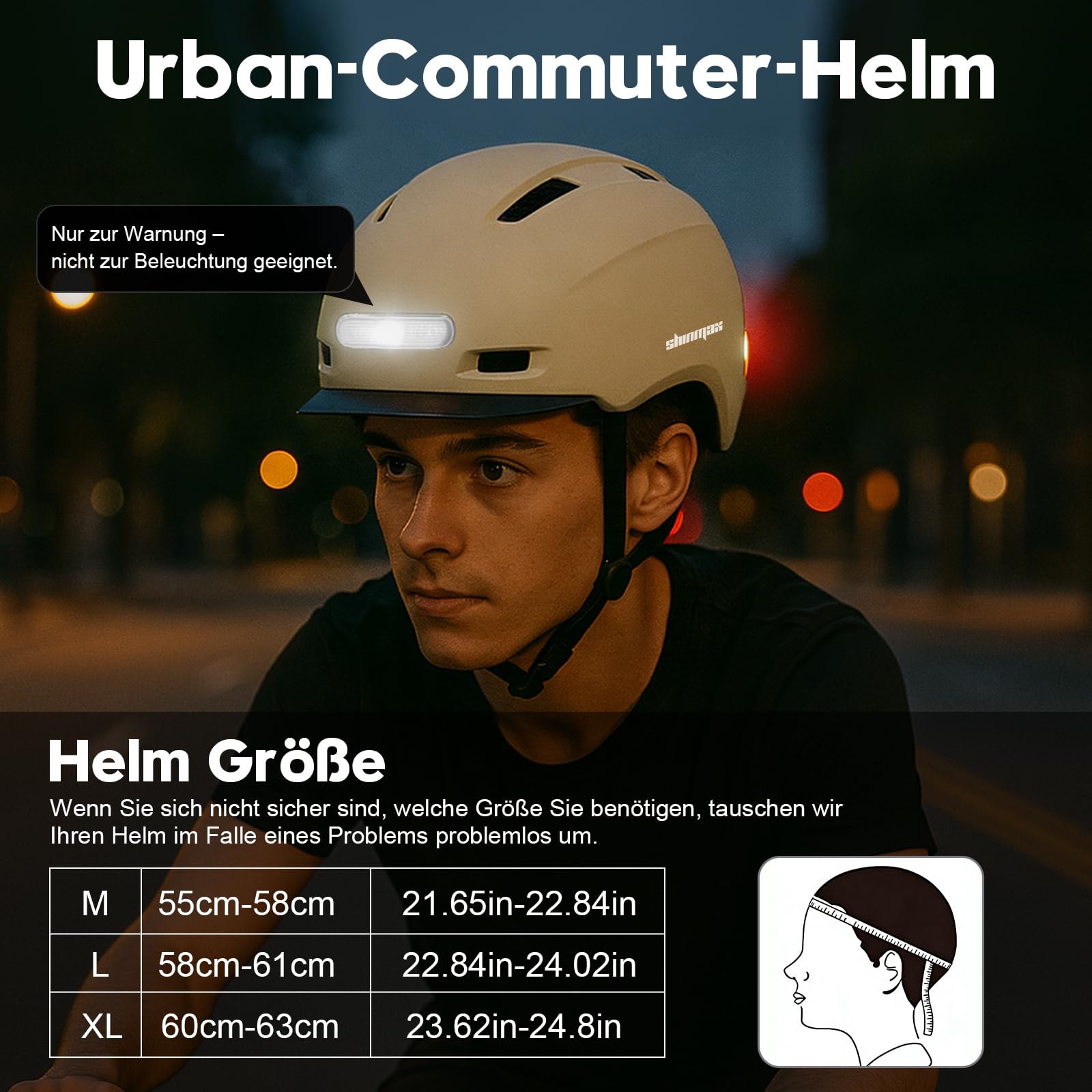 Shinmax Fahrradhelm Herren Damen, Helm Fahrrad mit USB Licht 5 Modi Fahrradhelm mit Visier, Mountainbike Helm Rennradhelm Erwachsen für Scooter Urban Pendler