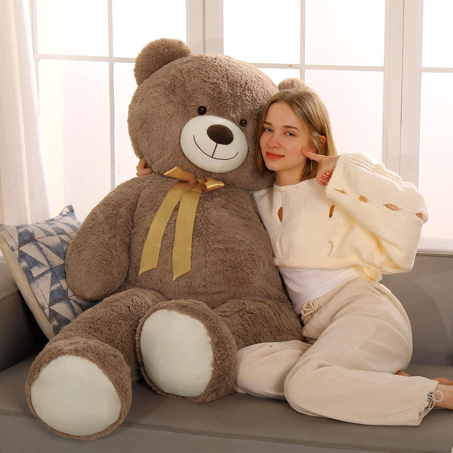 Tezituor 5ft Big Teddy Bear,Giant Brown Stuffed Animal 59 Inches,Life Size Teddy Bears for Girlfriend or Kids,Soft Bear for Valentines Day,Chrismas,Birthday Baby Shower - Image 9