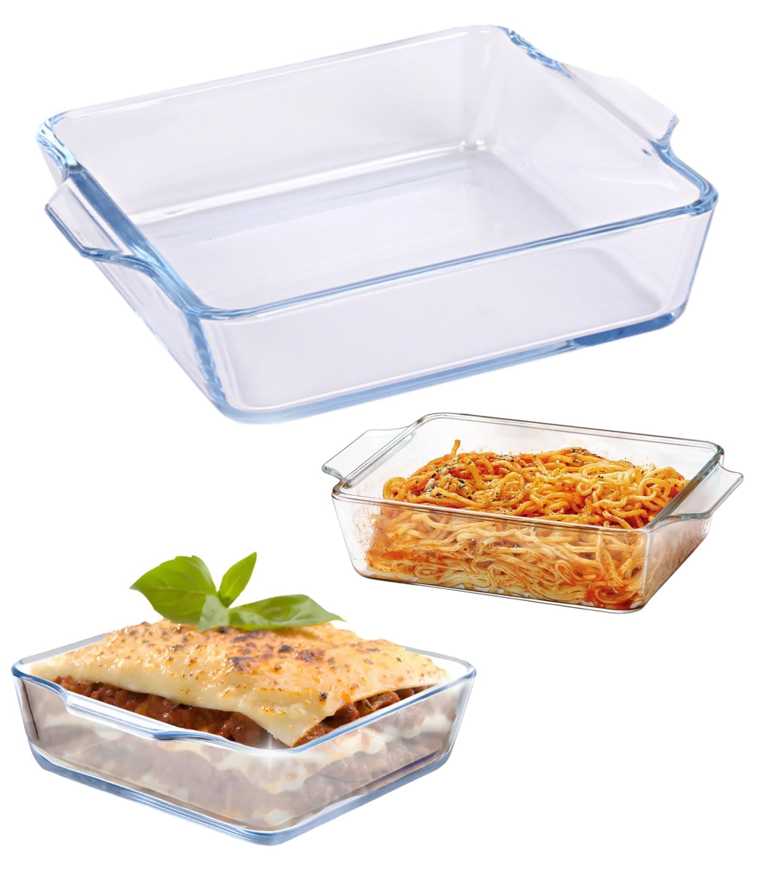 0.8L,Recipientes Lasaña,19.5 * 16.5 * 4.6,plato De Vidrio ParaHornear,Fuente DeHorno,plato Cuadrado De Vidrio Para Hornear,Fuente DeHorno,Apto Para Microondas, Horno, Frigorífico, Lavavajillas