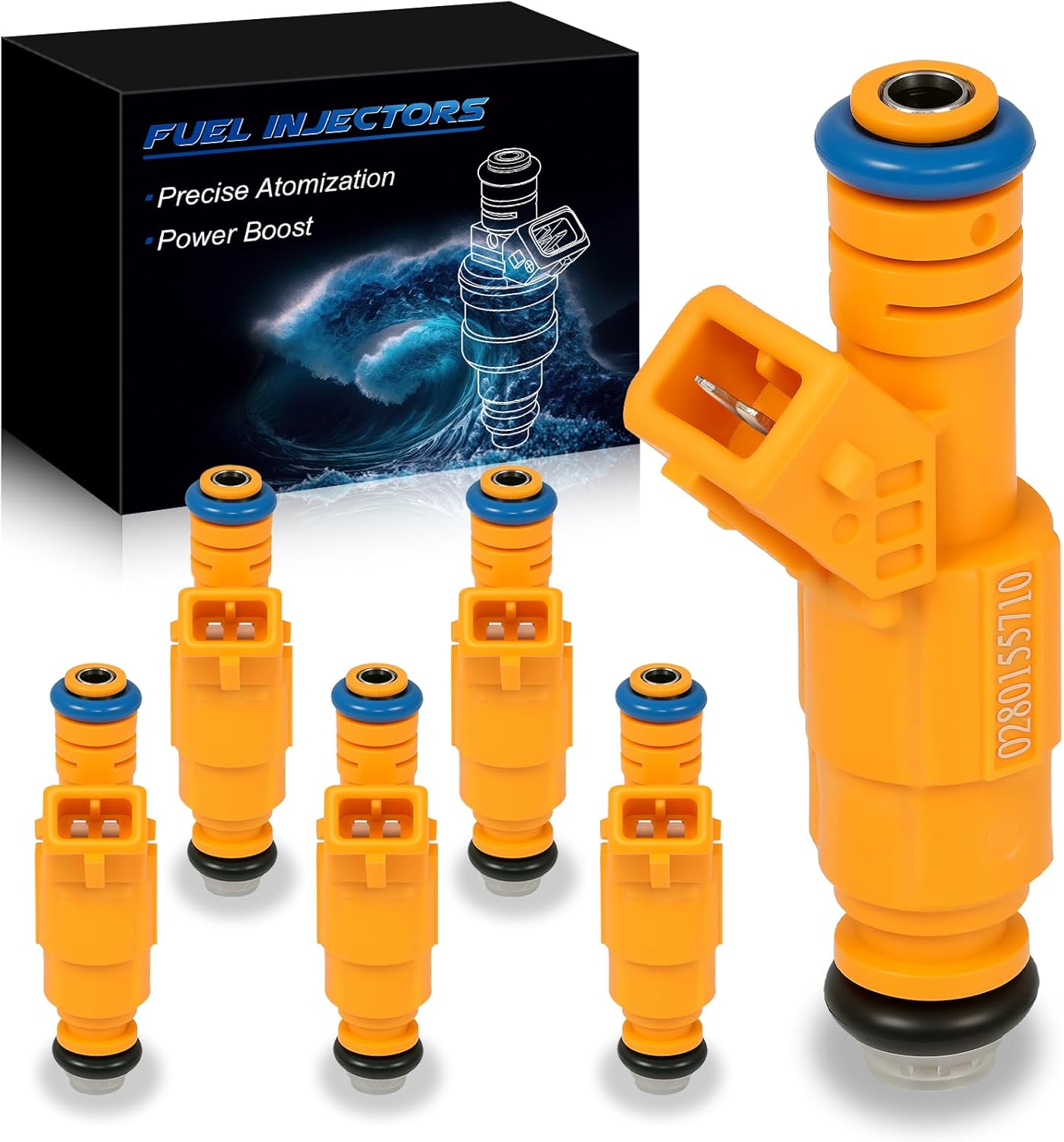 Upgraded Fuel Injectors 0280155710 Fit For:-Jeep Wrangler Cherokee Grand Cherokee Comanche 4.0L 4 Holes 1987 1988 1989 1990 1991 1992 1993 1994 1995 1996 1997 1998 (6 PCS)