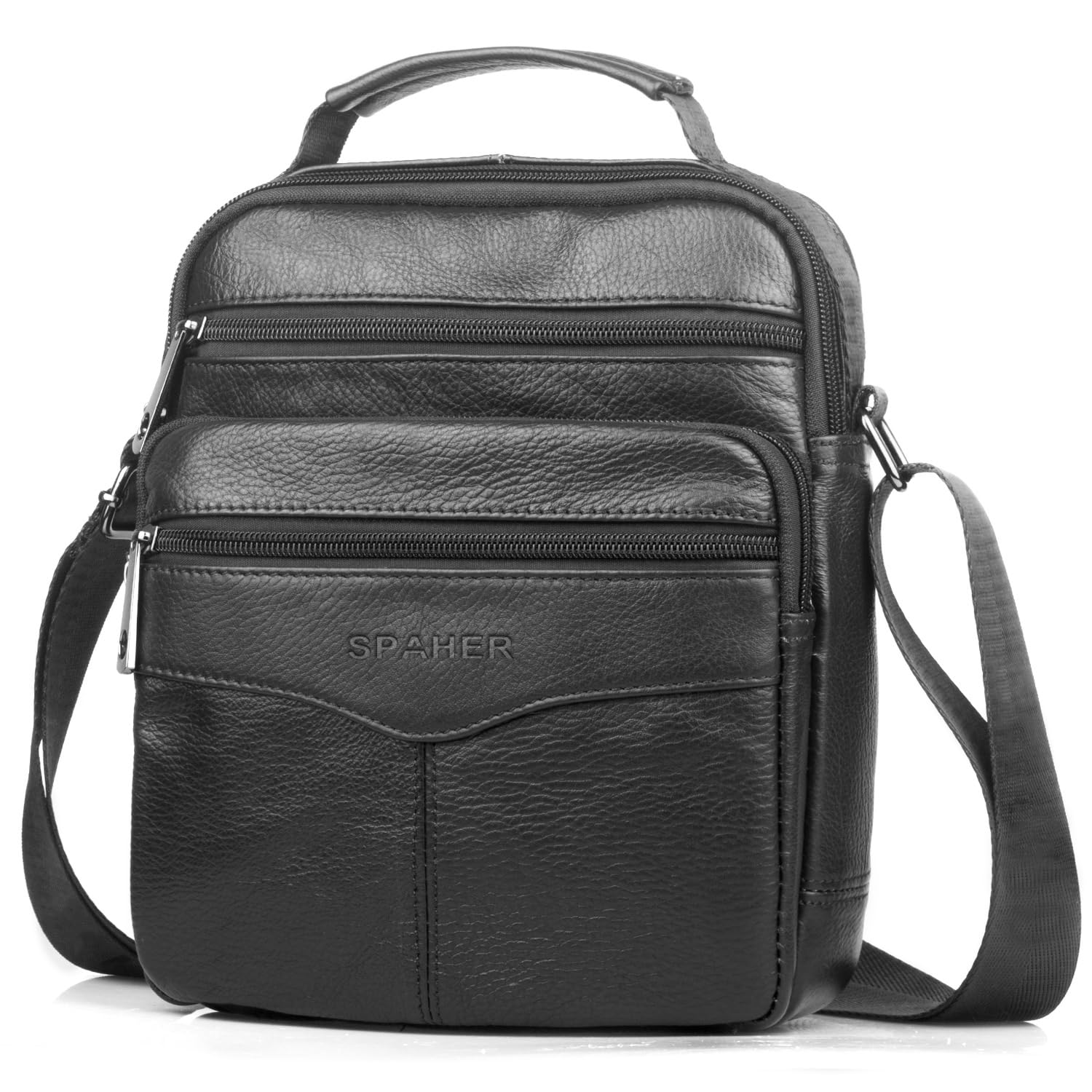 SPAHER Borsello Tracolla Uomo Pelle Borse Uomo Tracolla Borsa Tracolla Uomo Borselli Tracolla per Uomo Borsa a Spalla Borsa da Lavoro Crossbody Bag Borse Messenger per Ufficio Scuola Viaggio