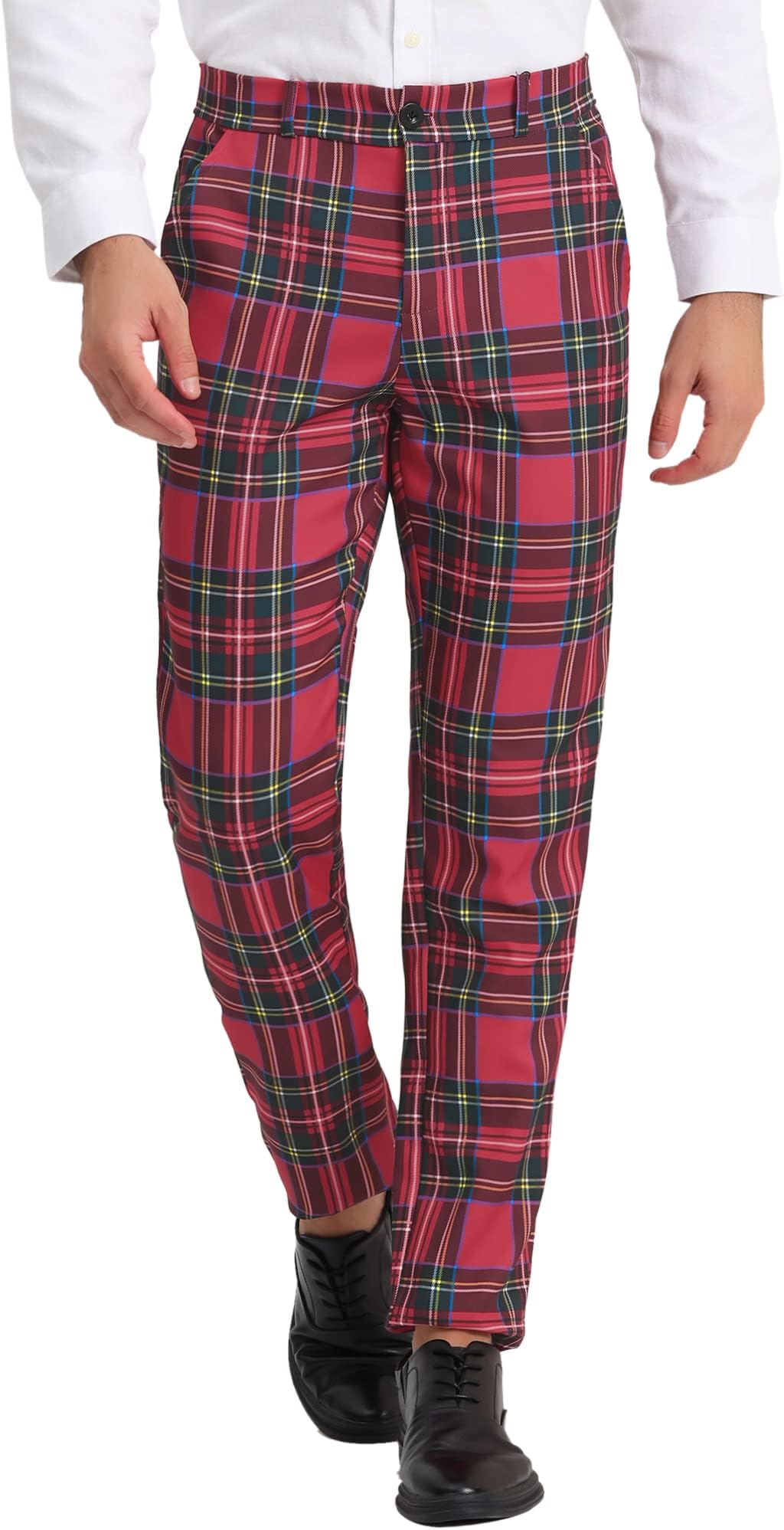 Long Pants, Casual Pants, Plaid, Checked Pattern, Business, Regular, Stretch, Fit, Formal, Prom, Men's
