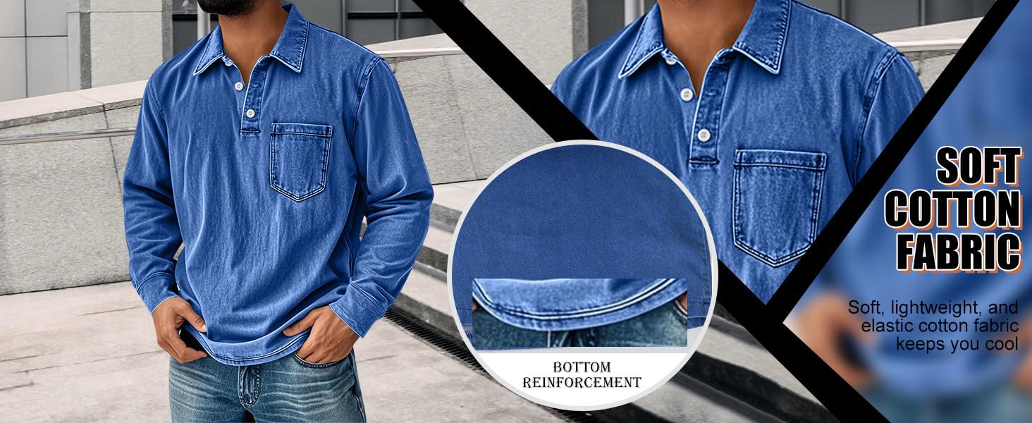 Henley - Camicia da uomo in stile retrò, con bottoni, stile vintage, stile western, effetto invecchiato, per lavoro, ufficio, golf, palestra