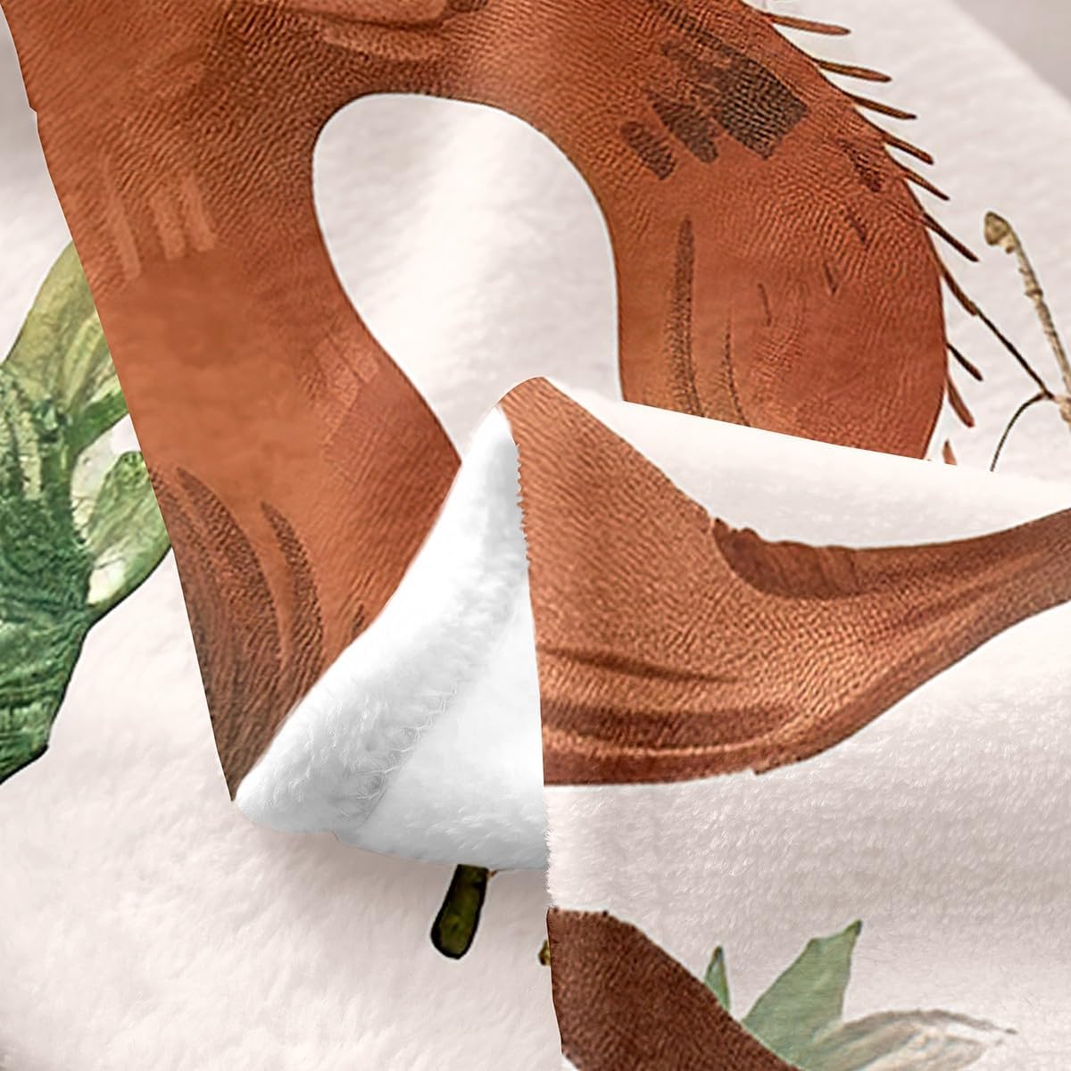 Rustic Animals Flannel Blanket Queen 90"x90",Jungle Rabbits Squirrel Bed Sofa Blankets for Kids Boys,Watercolor Trippy Mushroom Fuzzy Blanket,Nature Leaves Botanical Plants Breathable Blanket