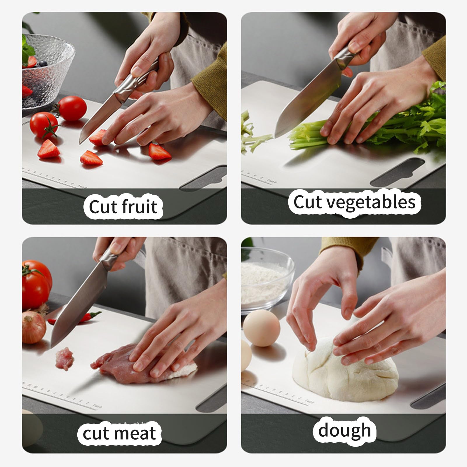 Placas de picar de acero inoxidable resistentes multiusos para cocineros domésticos y profesionales de la cocina
