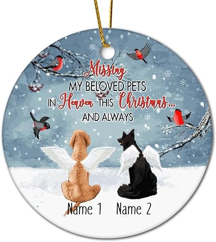 Miniatura 8 de Miss My Beloved Pets in Heaven Ornament Custom Pet Ornaments Xmas Circle Ceramic Ornament Personalized Dog Keepsake Pet Memorial Gift, Pet Loss