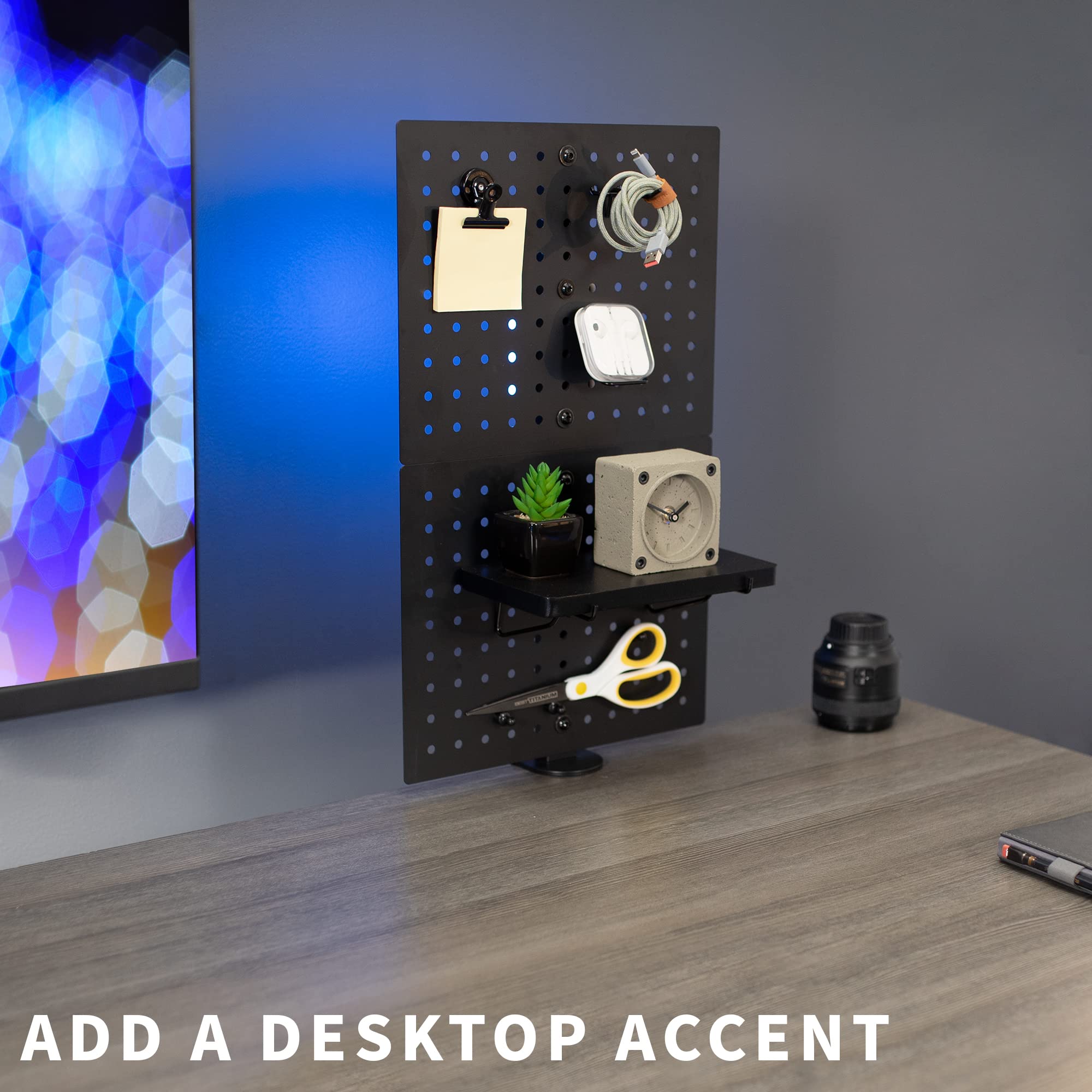 VIVO Steel Clamp-on Desk Pegboard, 30cm x 51cm Privacy Panel, Magnetic Peg Board, Office Accessory Organizer - Image 2