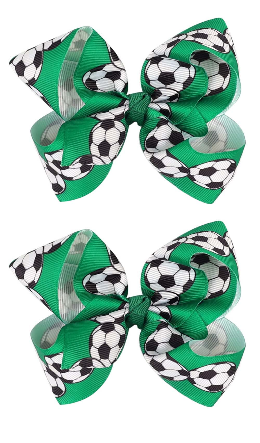 Football Hair Bow Clips Girl Sport Soccer Bow Clip Barrettes Pin Hair Bow Clip Accessories 2 Pack TSFJ45 (Green)