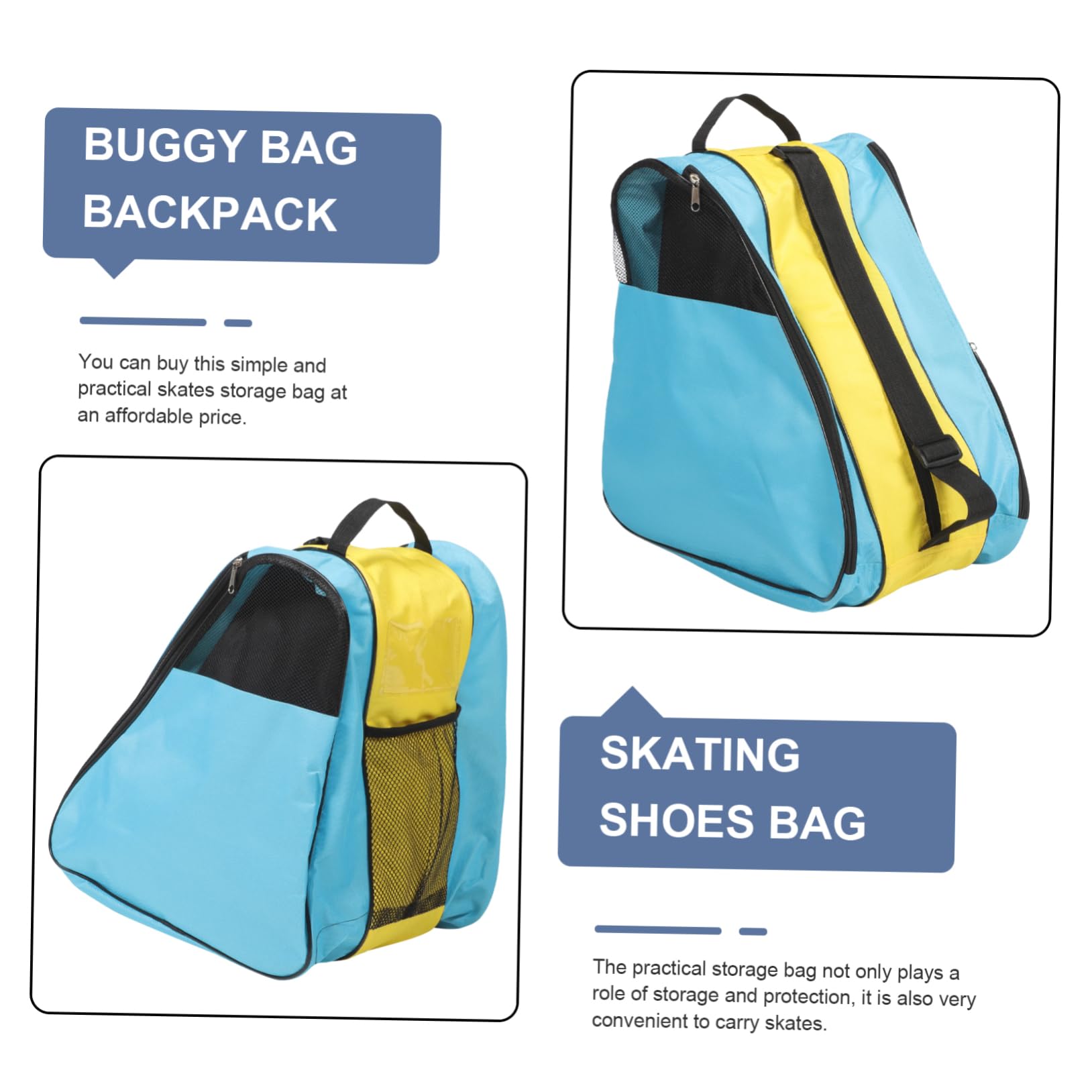 Borsa per Pattinaggio Rotelle in Nailon, Zaino Comodo Zip, per Trasporto e Protezione di Pattini e Scarpe Roller Skate