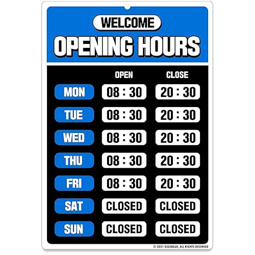 GEEKBEAR Opening Hours Sign Kit (02. Blue) - Colorful Business