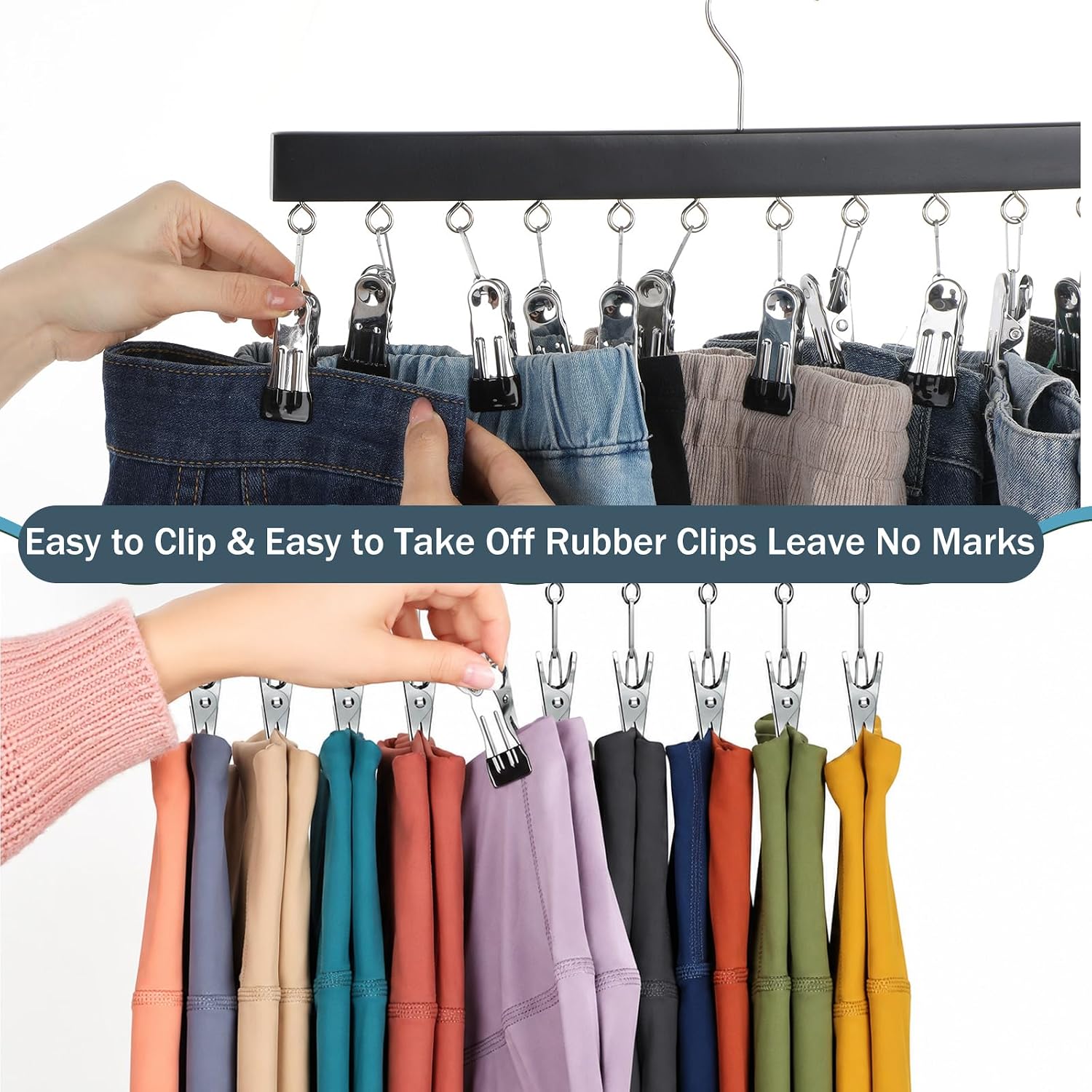 5Pcs Legging Organizer for Closet with Upgraded Clips 360° Rotating