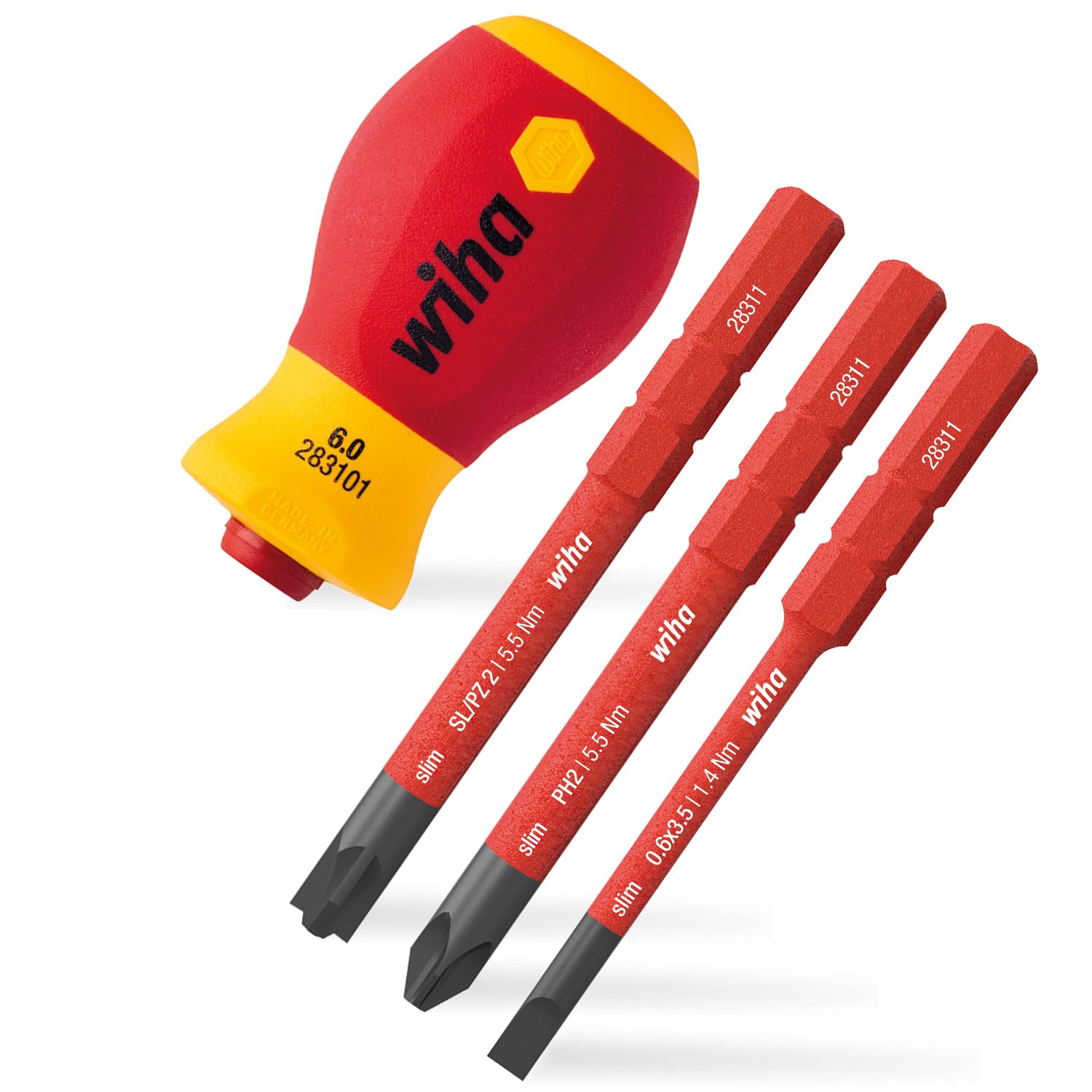 Wiha SB28310101 SB 2831-01 SoftFinish Electric SlimVario Stubby Red Yellow