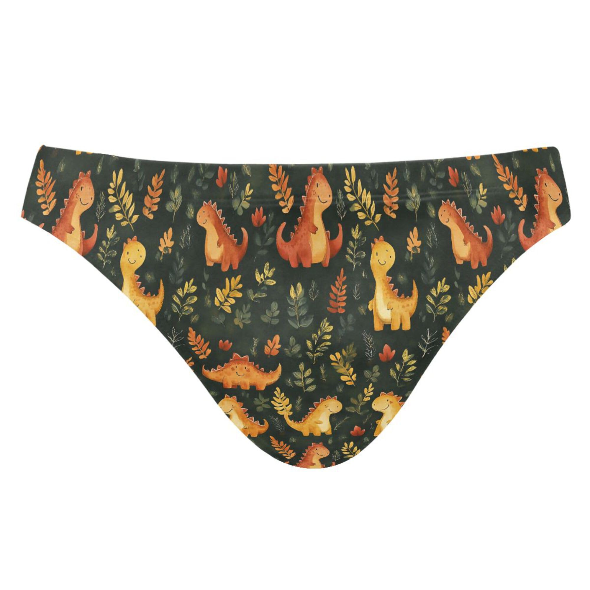 Dinosaur Dino Animal Plant Mens Swimwear Swim Briefs Bikini Swimsuit for Summer Beach L B0403589