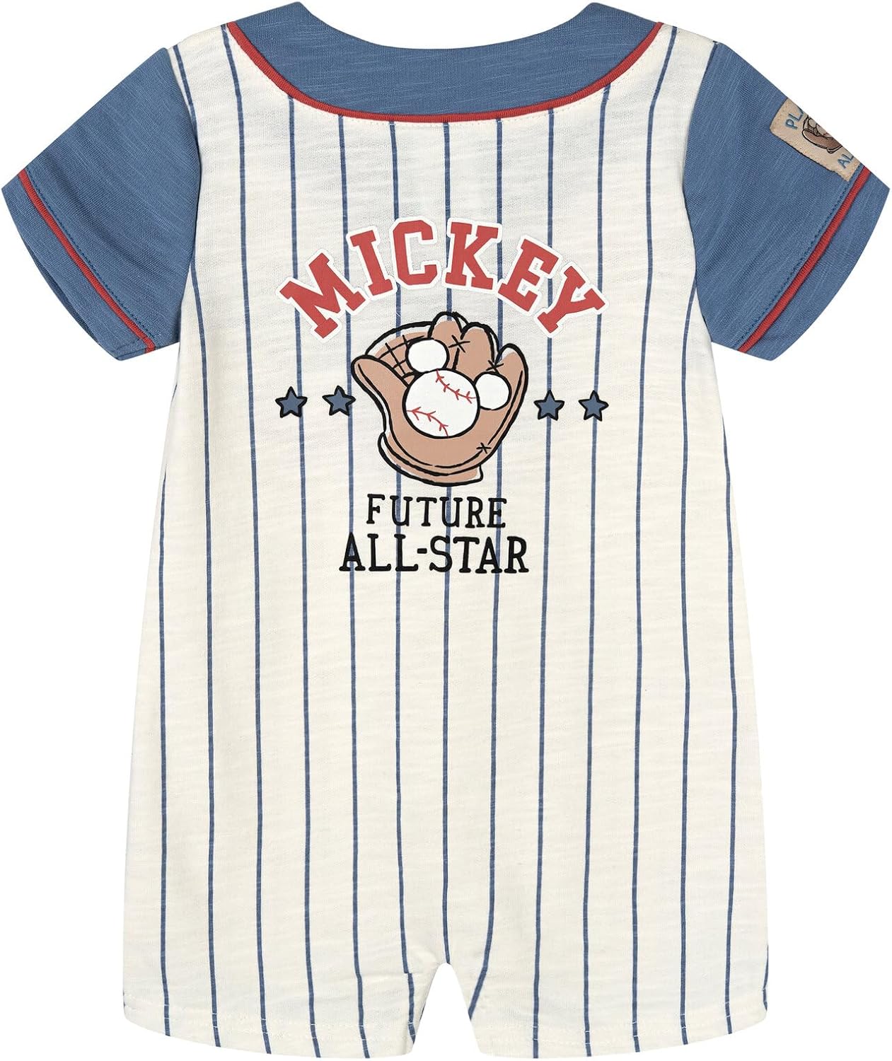 Disney Mickey Mouse Baby French Terry Baseball Romper and Hat Athletic Outfit Set Newborn to Infant Sizes (0-24 Months)