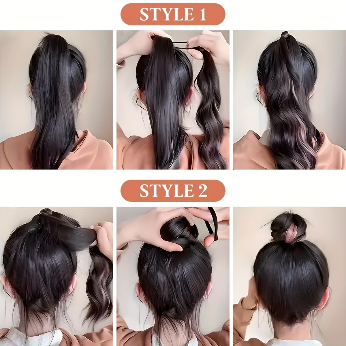 2-teilige geflochtene Perücke, postiche avec élastiques ondulés et bouclés, chignon synthétique et queue de cheval, extensions de cheveux, postiche épais pour femmes（Ash Blonde）