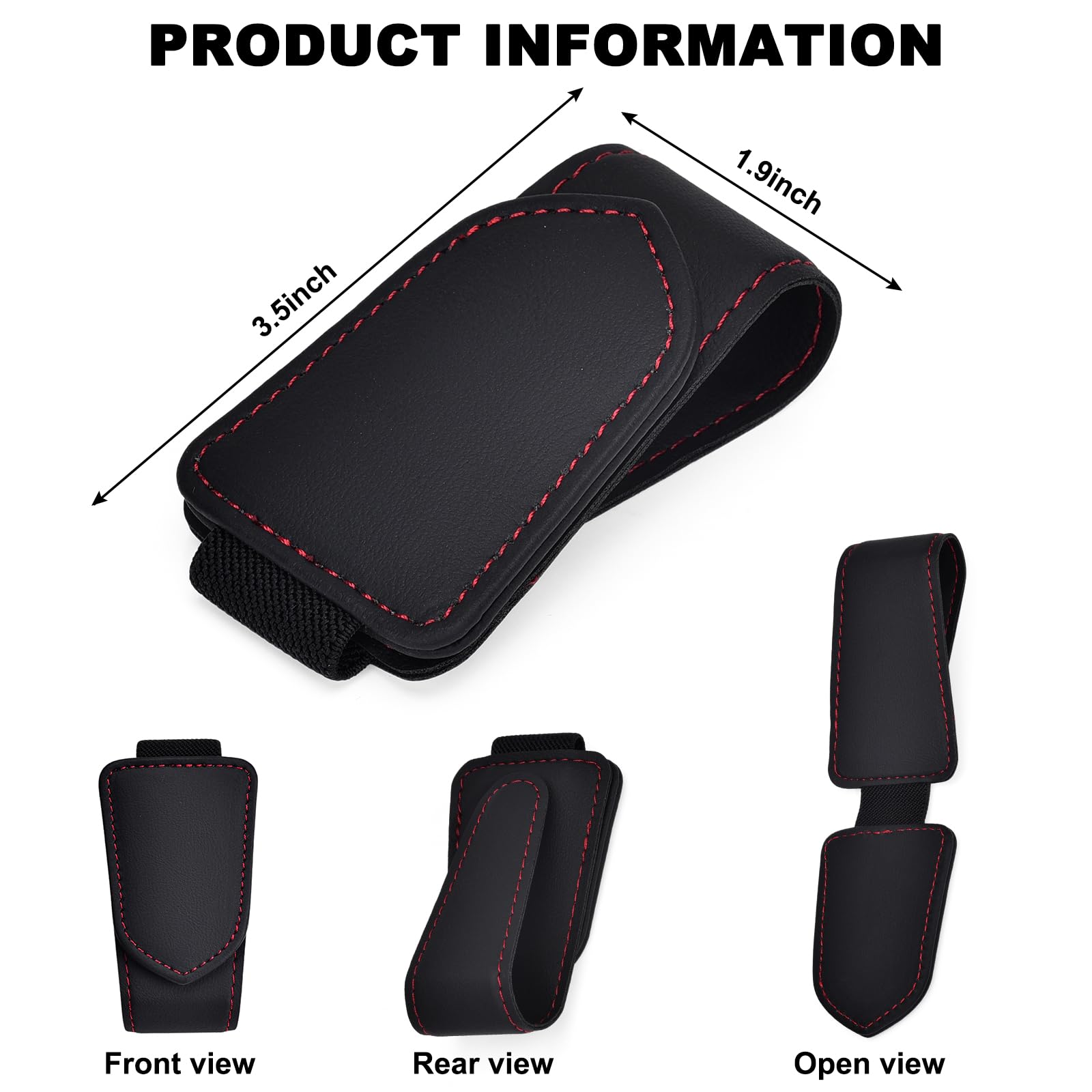Schwarzer Sonnenbrillenhalter für Auto-Visier, magnetischer Leder-Sonnenbrillen-Clip für Auto-Visier, Autozubehör für Damen und Herren, Innenbereich, Visier-Sonnenbrillen-Halter-Clip (schwarz)