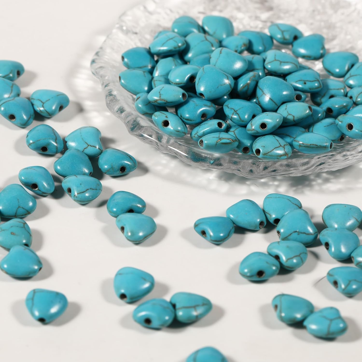 100Pcs Turquoise Beads Heart Approximately 9x10mm Vintage Used for Bead Decoration DIY Crafts,Necklaces,Jewelry,Bracelets - Image 2