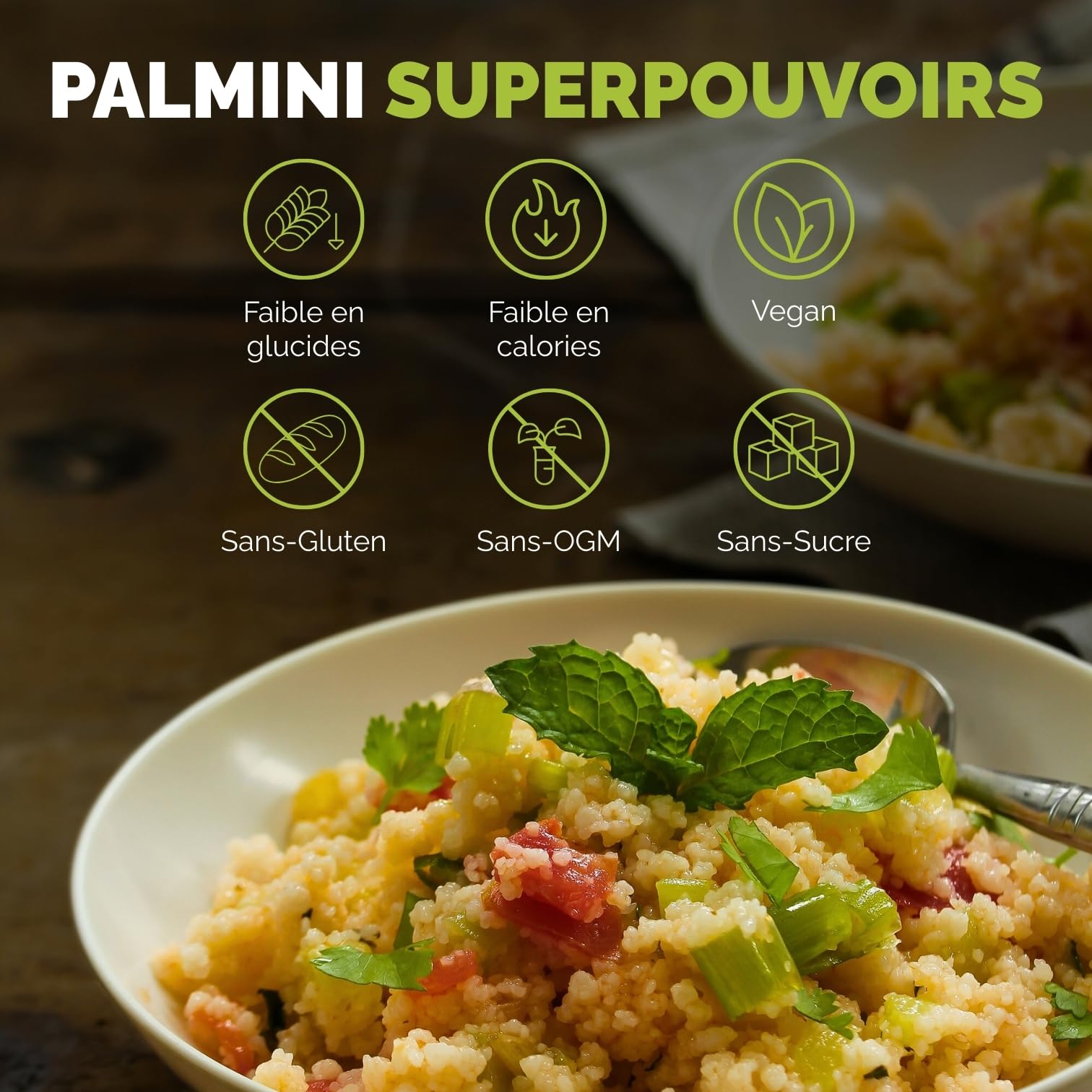 PALMINI Riz - Cœurs de palmier – Vegan | Sans OGM – Faible en calories – Faible en glucides – Keto – Sans Sucre – Casher – 338g | (Pack de 6)