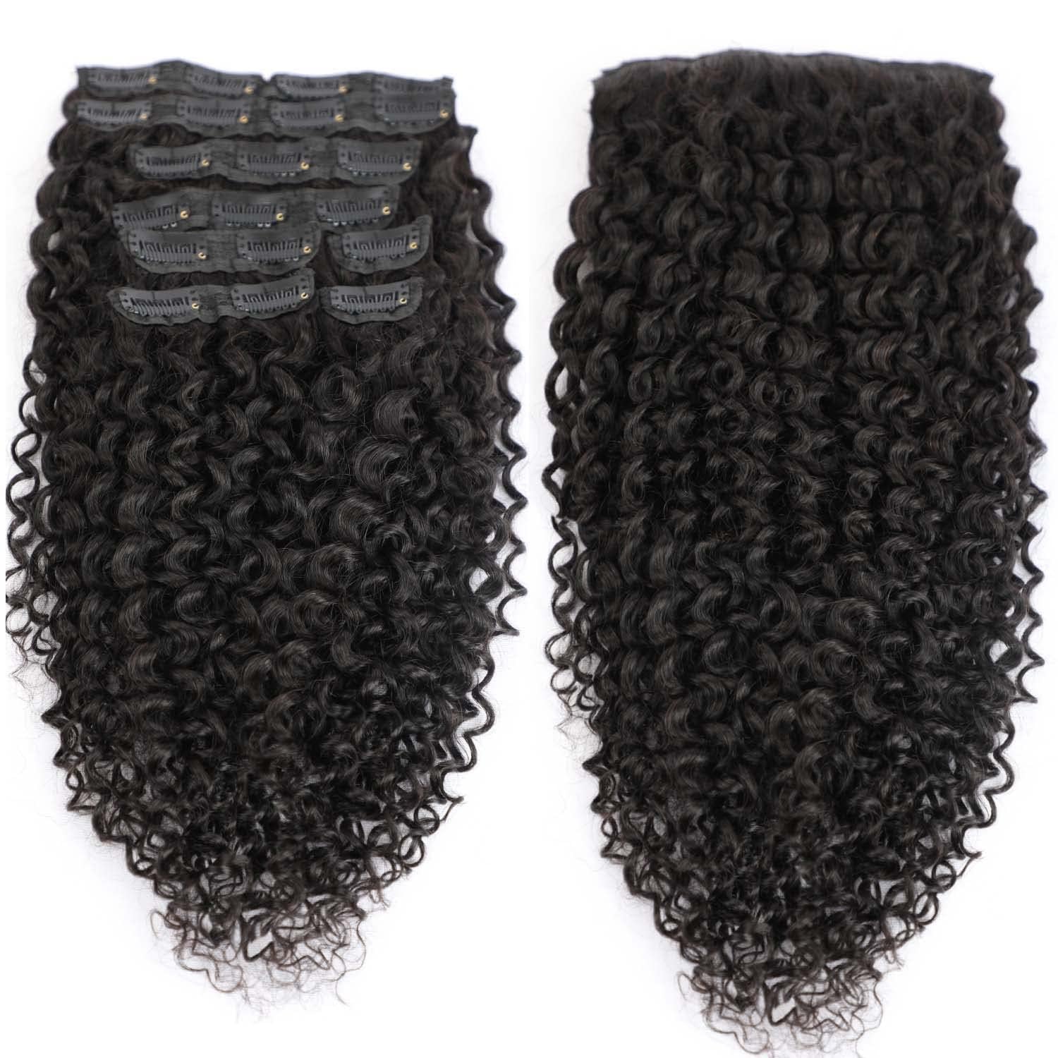 16 Inch Kinky Curly Clip ins Human Hair 110g 8pcs 20 Clips 3C 4A Curly Clip In Hair Extensions Real Human Hair Brazilian Virgin Hair Full Head for Women Natural Black - Image 2